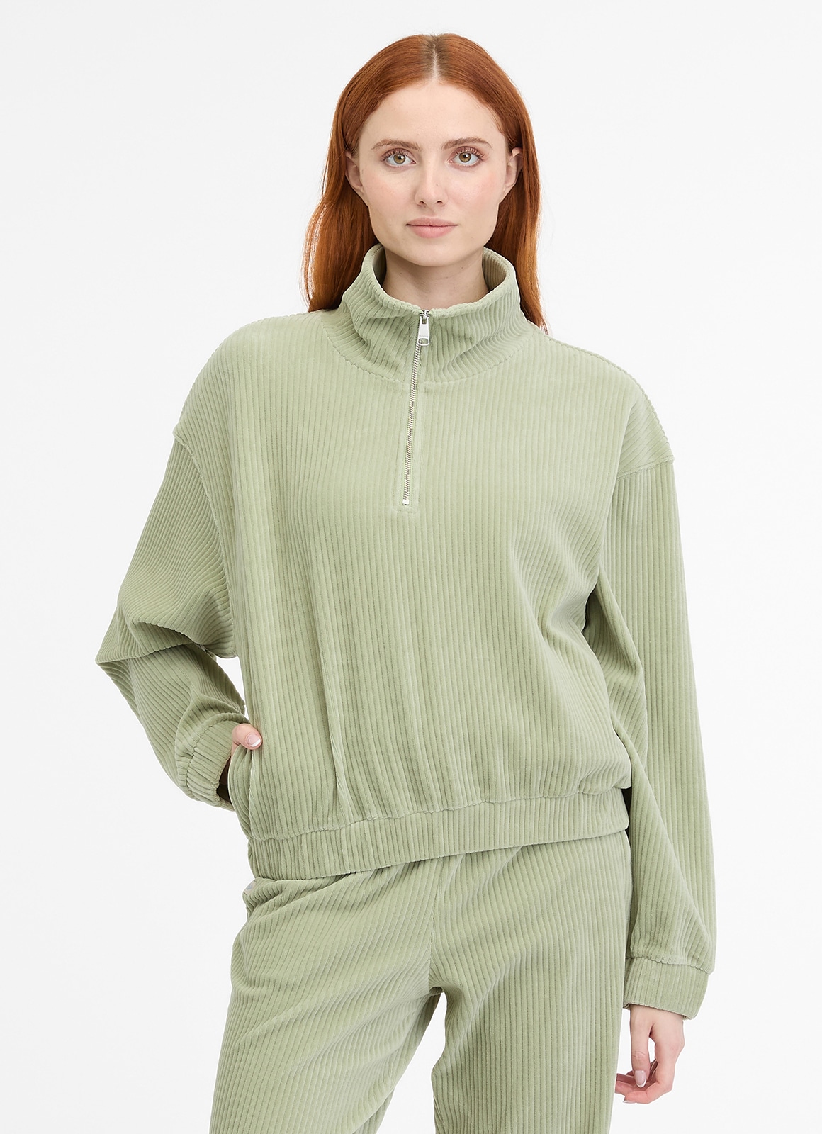 Image of Ragwear Sweatshirt "IZZAR CORD", Stehkragen mit Reissverschluss im Troyer-Stil