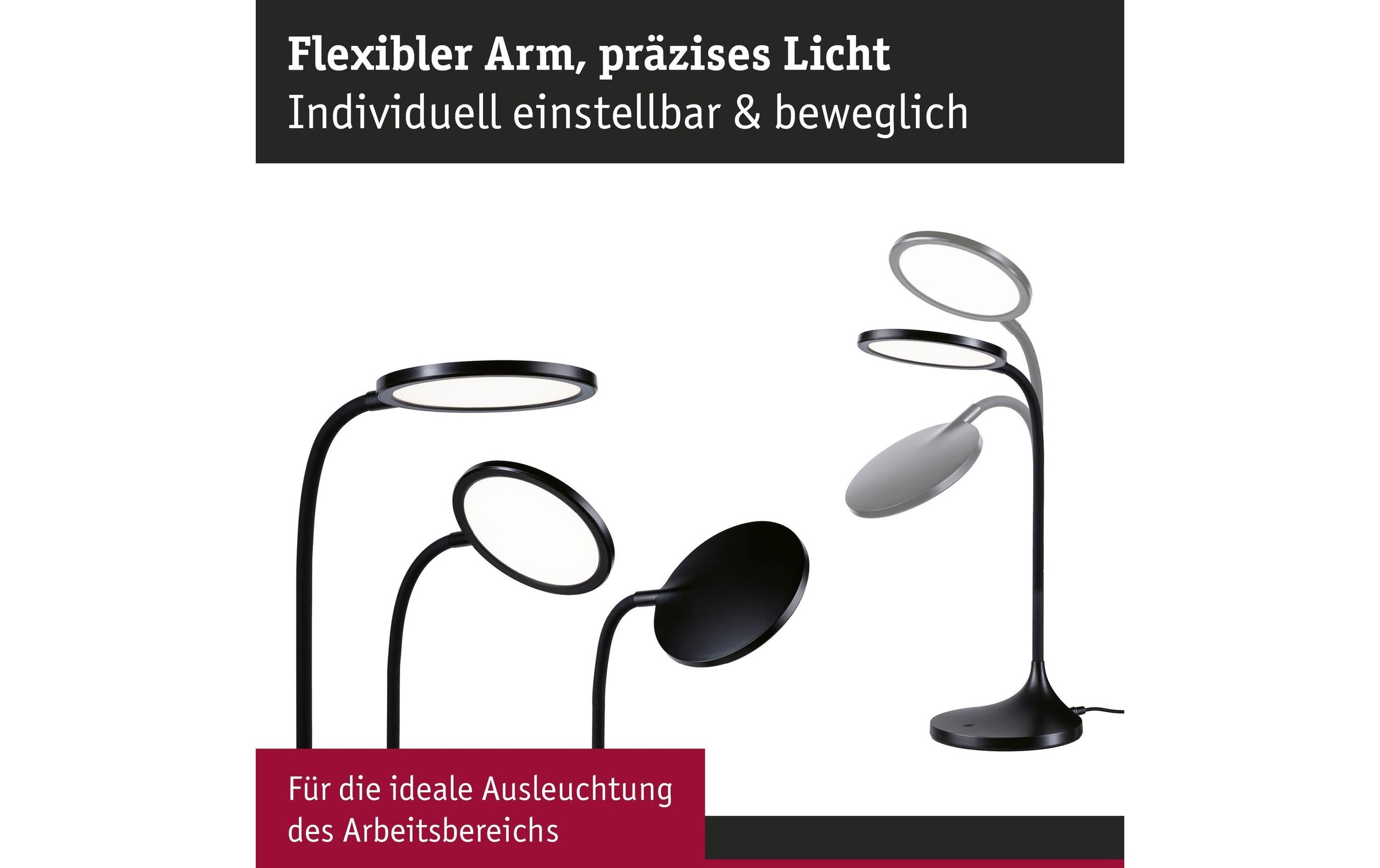 Paulmann Lampe de bureau LED »Paulmann Schreibtischleuchte Schwarz, matt« Module LED blanc chaud