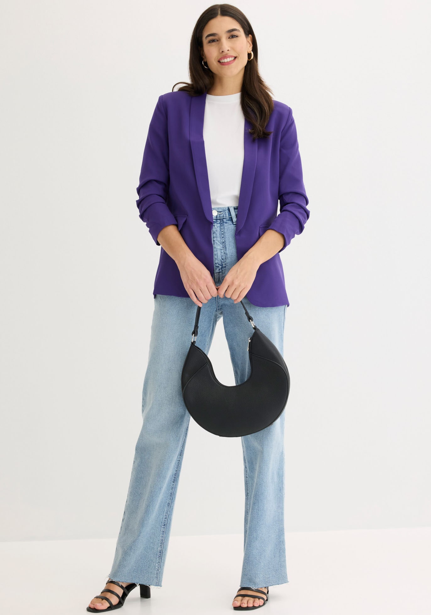 bonprix Jackenblazer femininer Stil, schmale Passform, schmales und langes Reverse