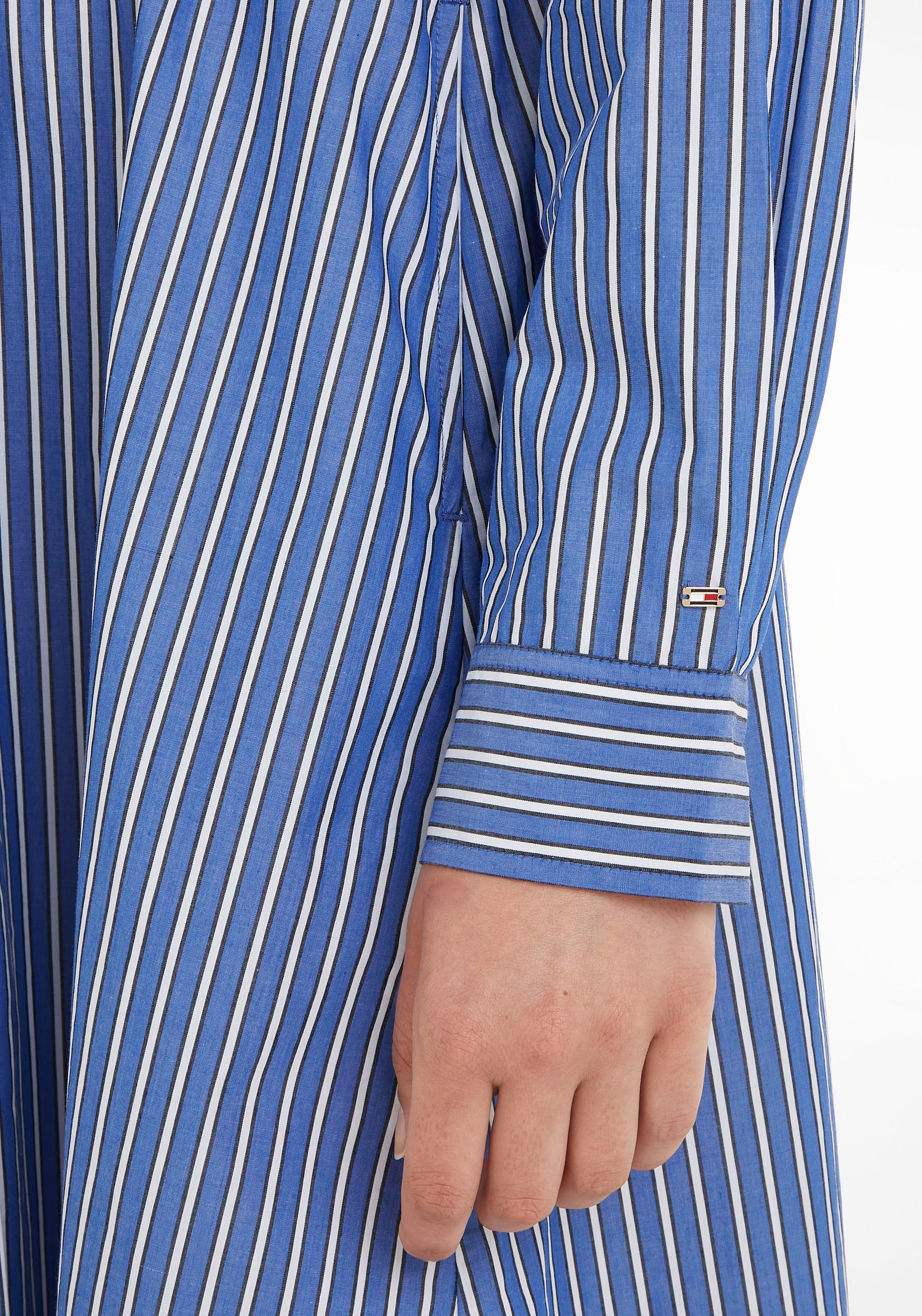 ♕ Tommy Hilfiger Blusenkleid »ORG CO STRIPE MIDI SHIRT-DRESS«, mit süssen  Lochstickerei-Bändern versandkostenfrei kaufen