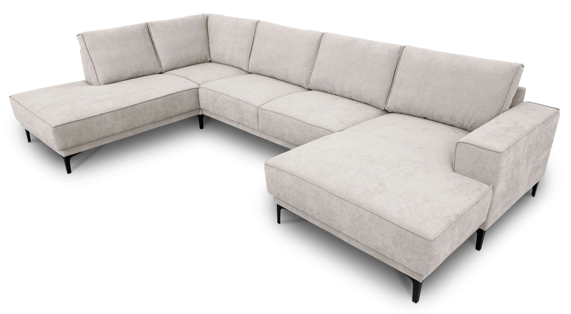 GOODproduct Paysage de salon »XXL Sofa Oland, Struktur, Flachgewebe, Luxus-Microfaser, Boucle« U-Form, 345 cm, Wellenunterfederung, Skandi-Design, Metallfüsse