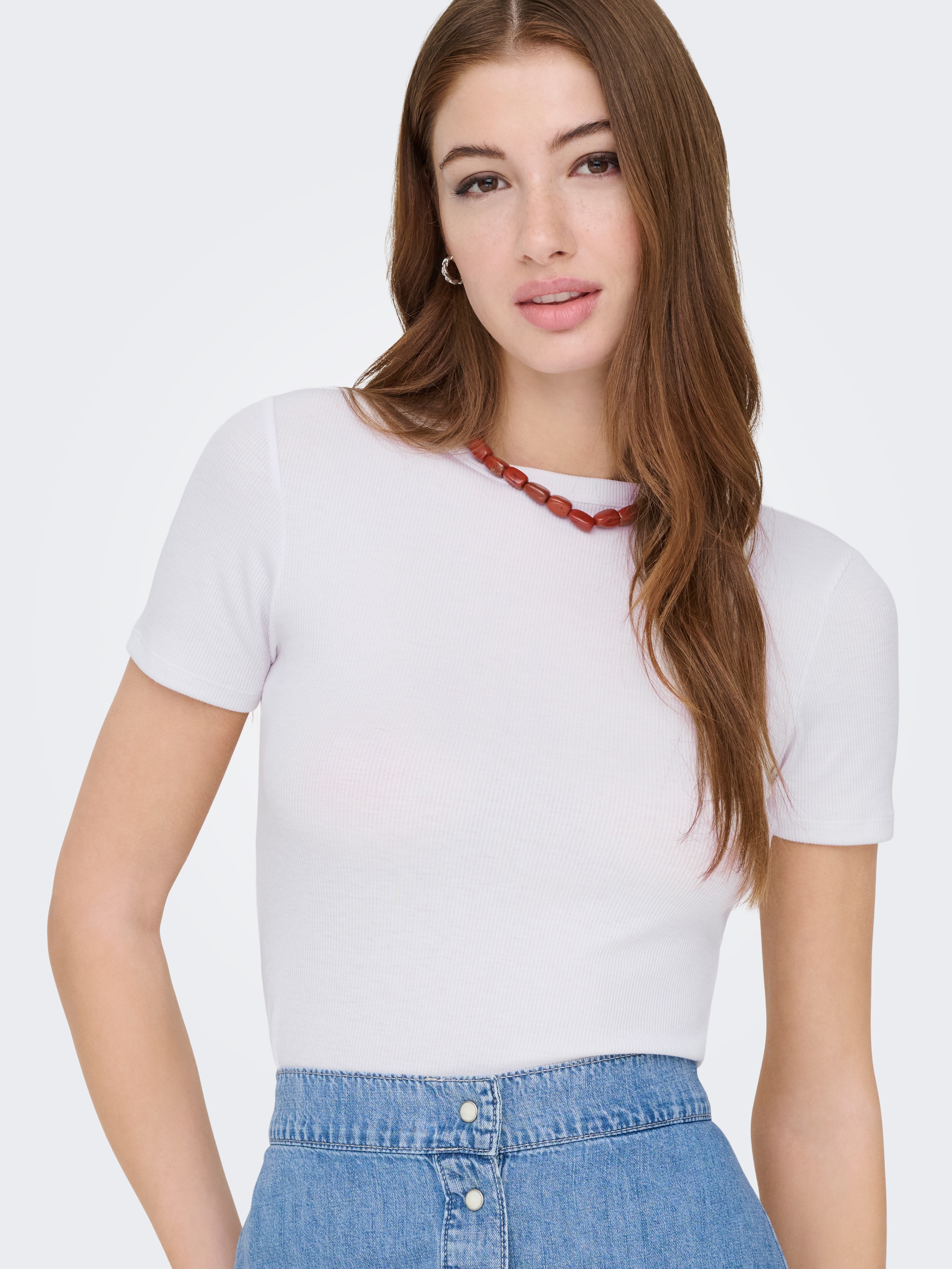 ONLY Kurzarmshirt »ONLJUNE S/S TEE JRS NOOS« Materialmix