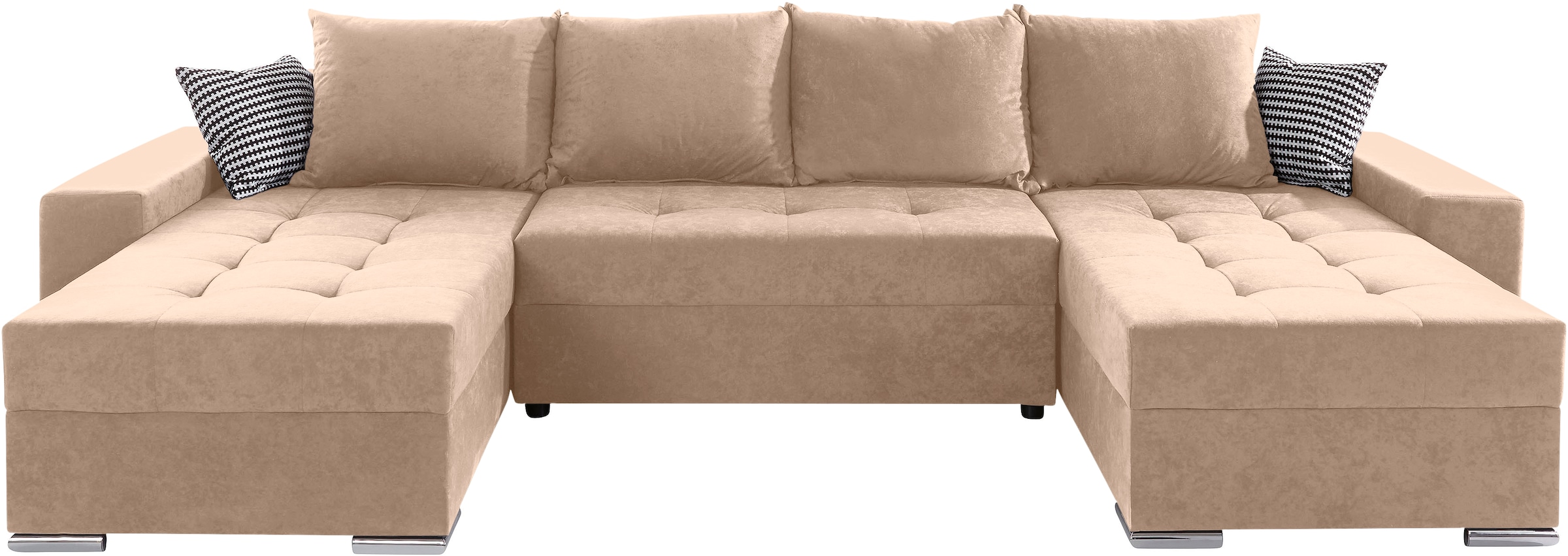 COLLECTION AB Wohnlandschaft »Josy XL U-Form, Breite: 313 cm« mit Bettfunktion, Bettkasten & 2 Zierkissen, Federkern