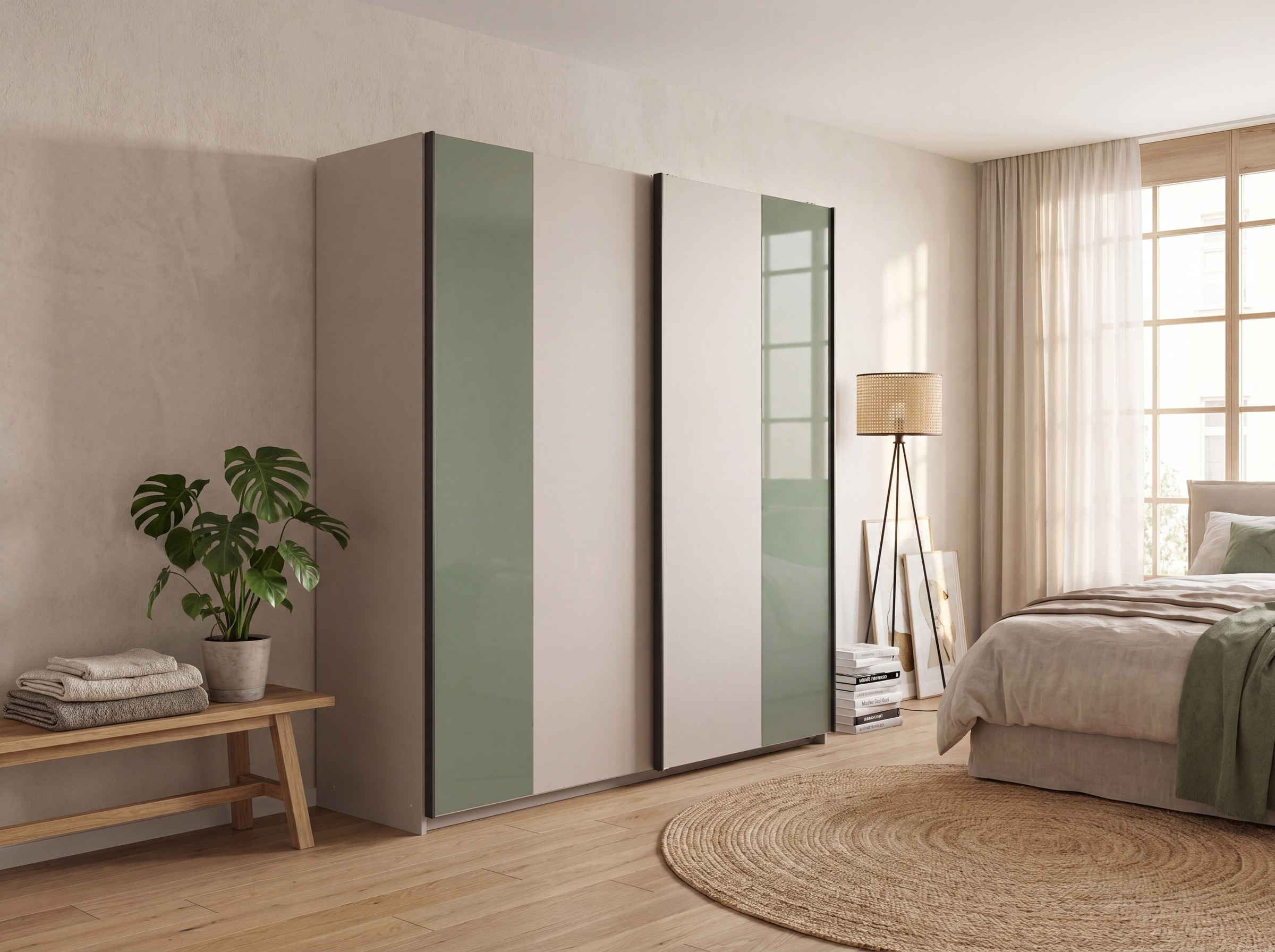 Wimex Schwebetürenschrank "ABERDEEN in der Breite 180cm, mit farblichen Glaselementen"