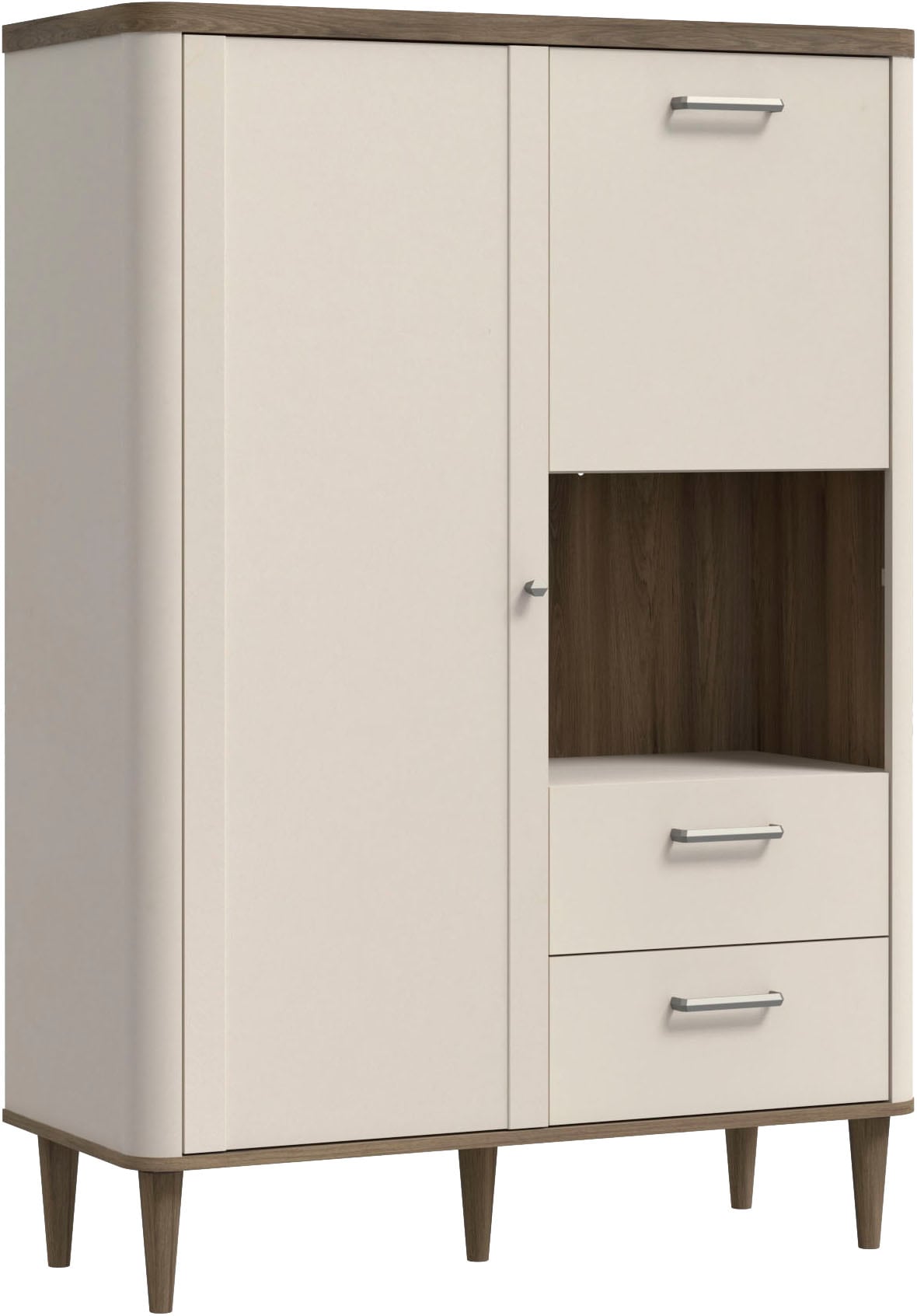 Image of FORTE Highboard "Lacetti" B/H/T 100,1/142,9/41,2 cm Echtholzfüsse