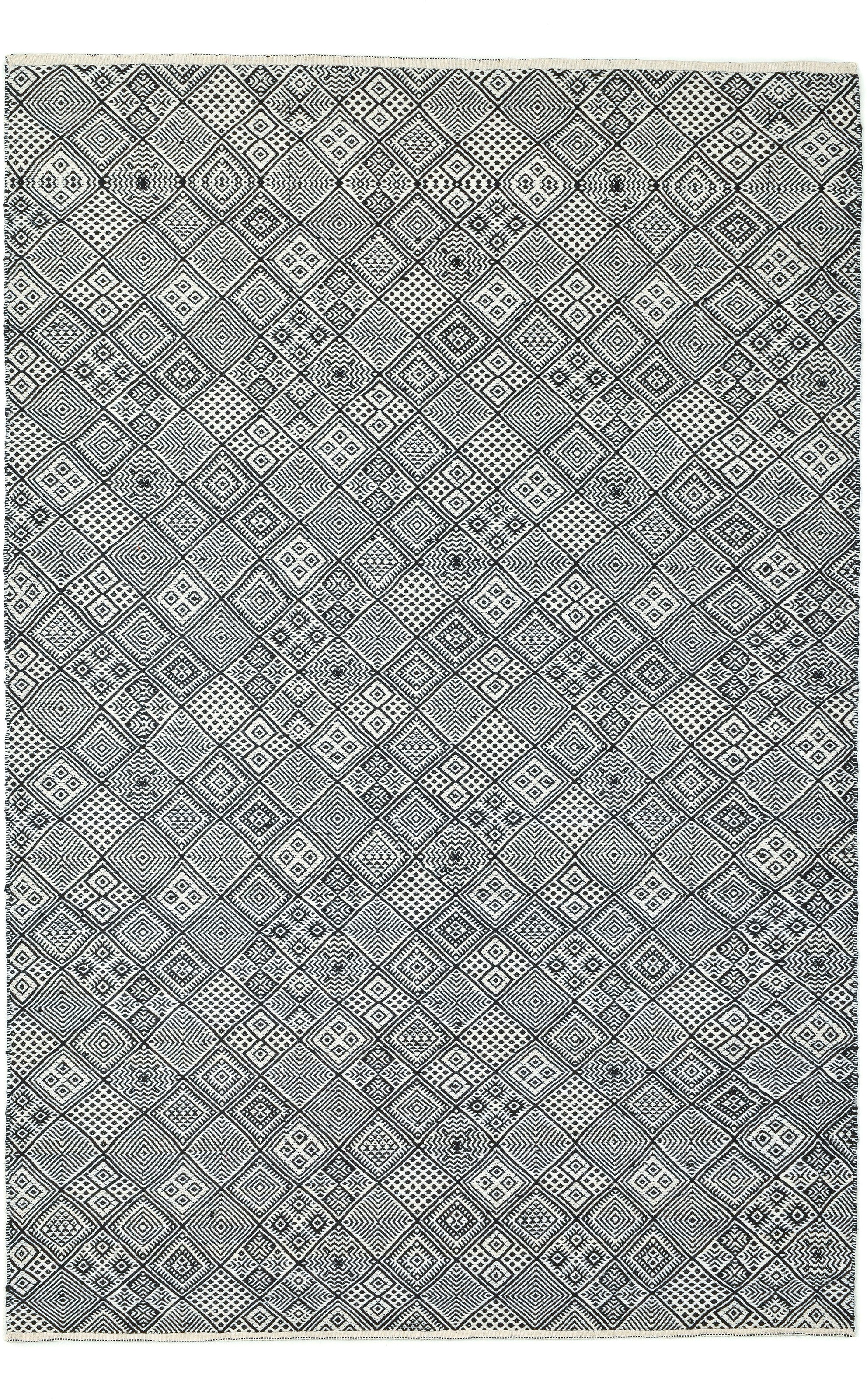 THEKO Tapis en laine »Molde - 14005« Rectangulaire 5 mm Höhe Handweb Teppich, reine Wolle, handgewebt, Scandi Design, Rauten Muster