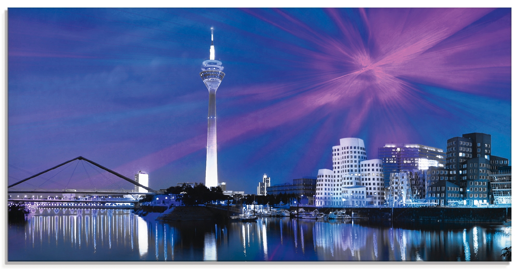 Image of Artland Glasbild "Düsseldorf Skyline Abstrakte Collage" Deutschland 1 Stk. tlg. in verschiedenen Grössen