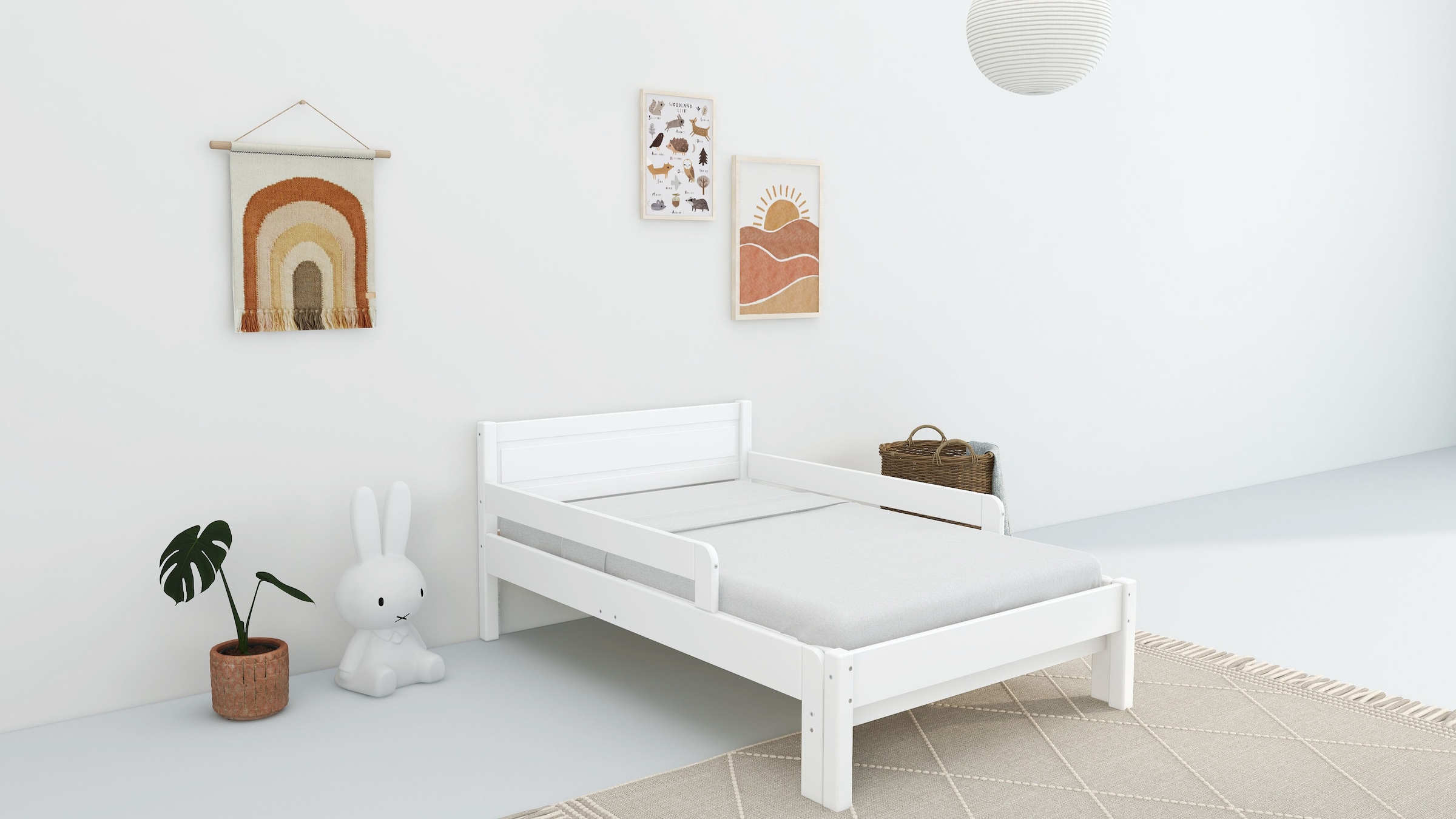 GOODproduct Kinderbett »Hero, Massivholzbett, ausziehbar von 140 bis 200 cm, FSC®« 90cm Breite, 140-200cm Liegefläche,  massive Kiefer, mit Lattenrost, zeitlose Optik,  Rausfallschutz