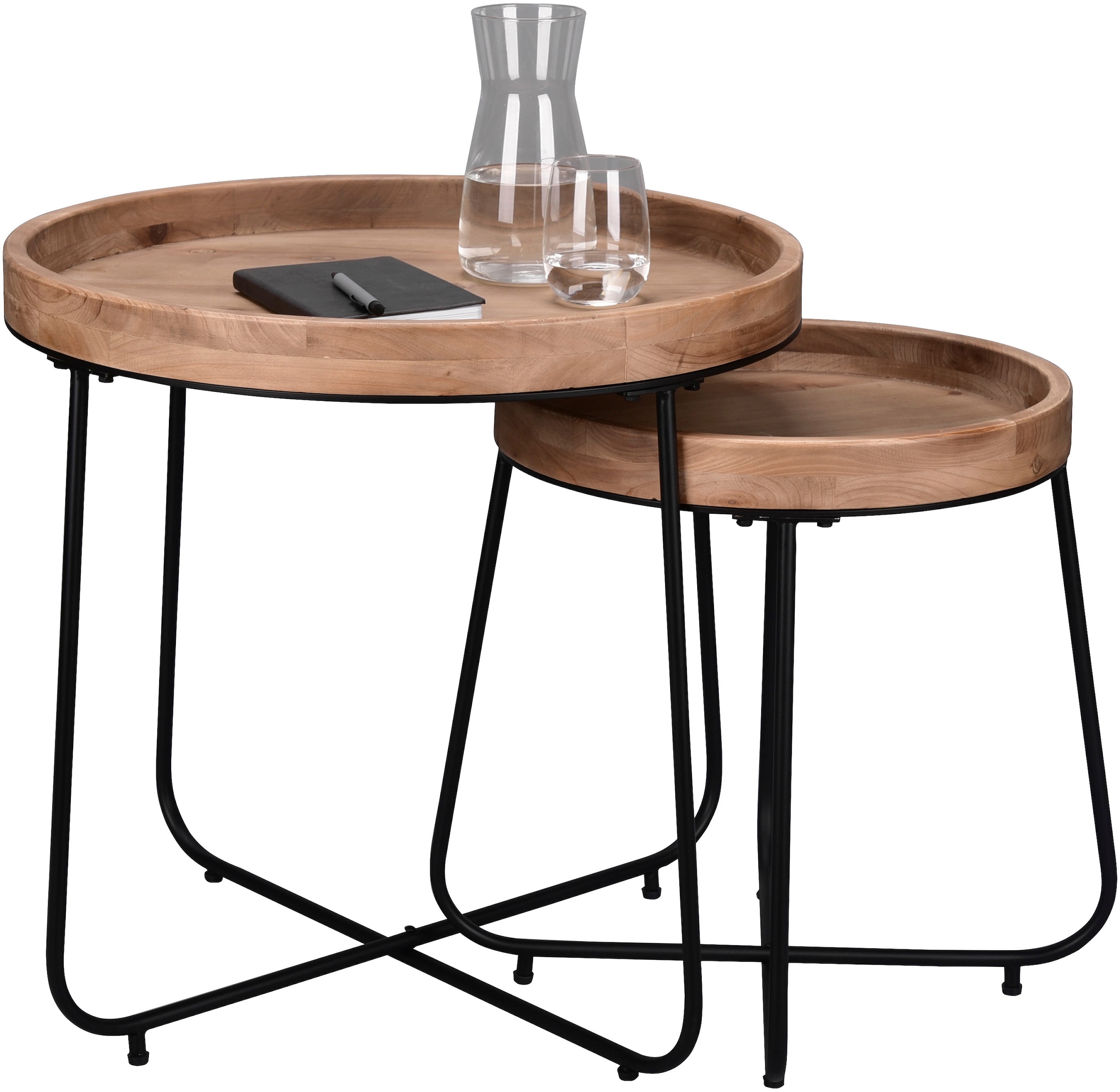 Image of MIRRORS AND MORE Beistelltisch "Jette" 1 Stk. tlg. hochwertige Echtholzplatte