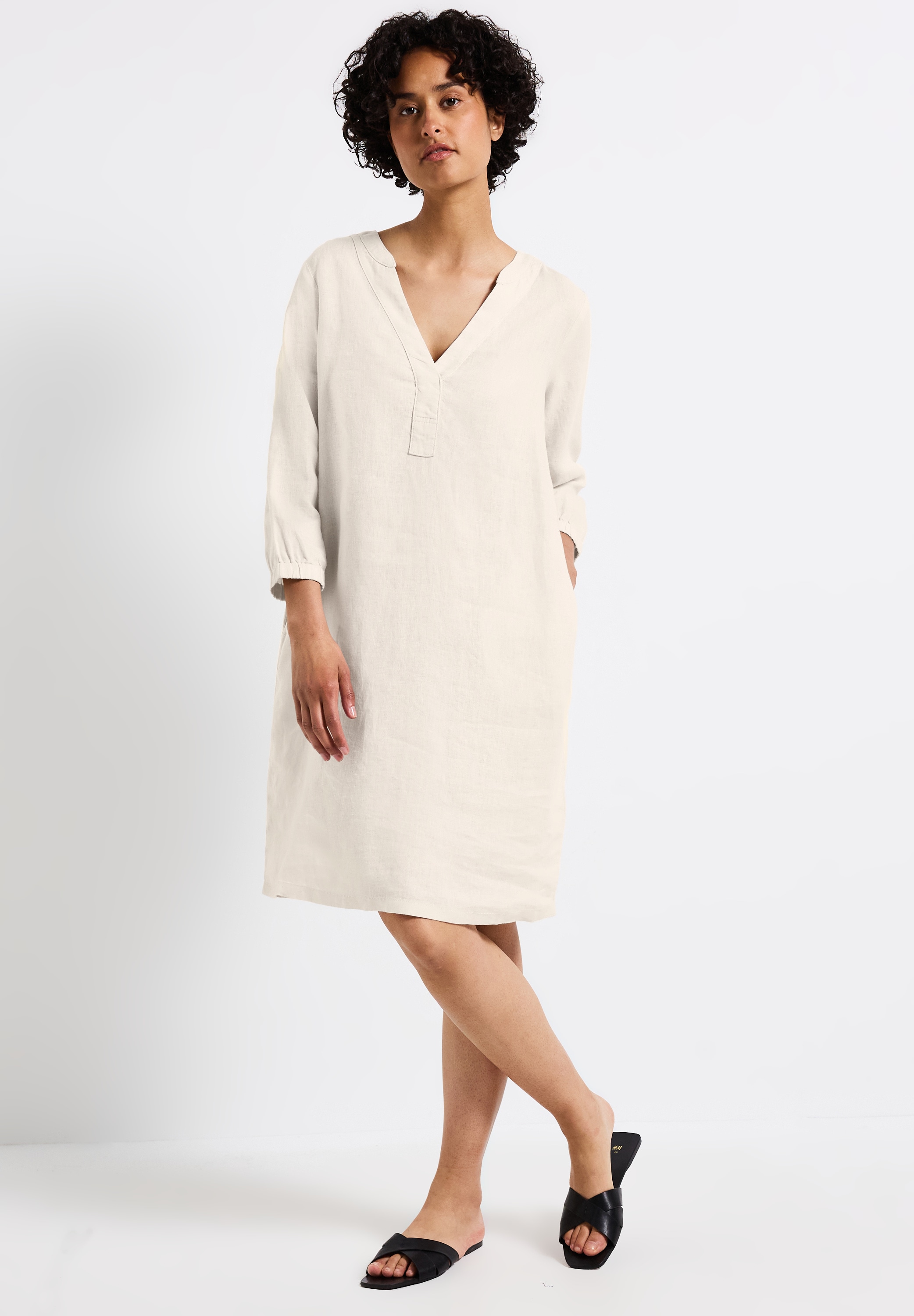 STREET ONE Midikleid, 3/4-Arm aus Leinen
