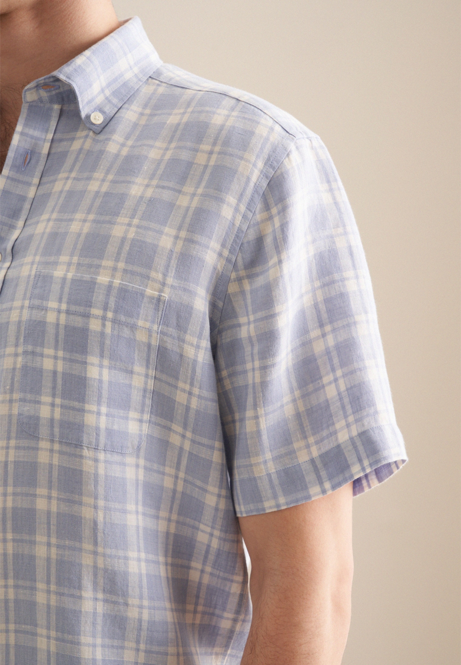 seidensticker Chemise d'affaires »Schwarze Rose« Regular Kurzarm Button-Down-Kragen Karo
