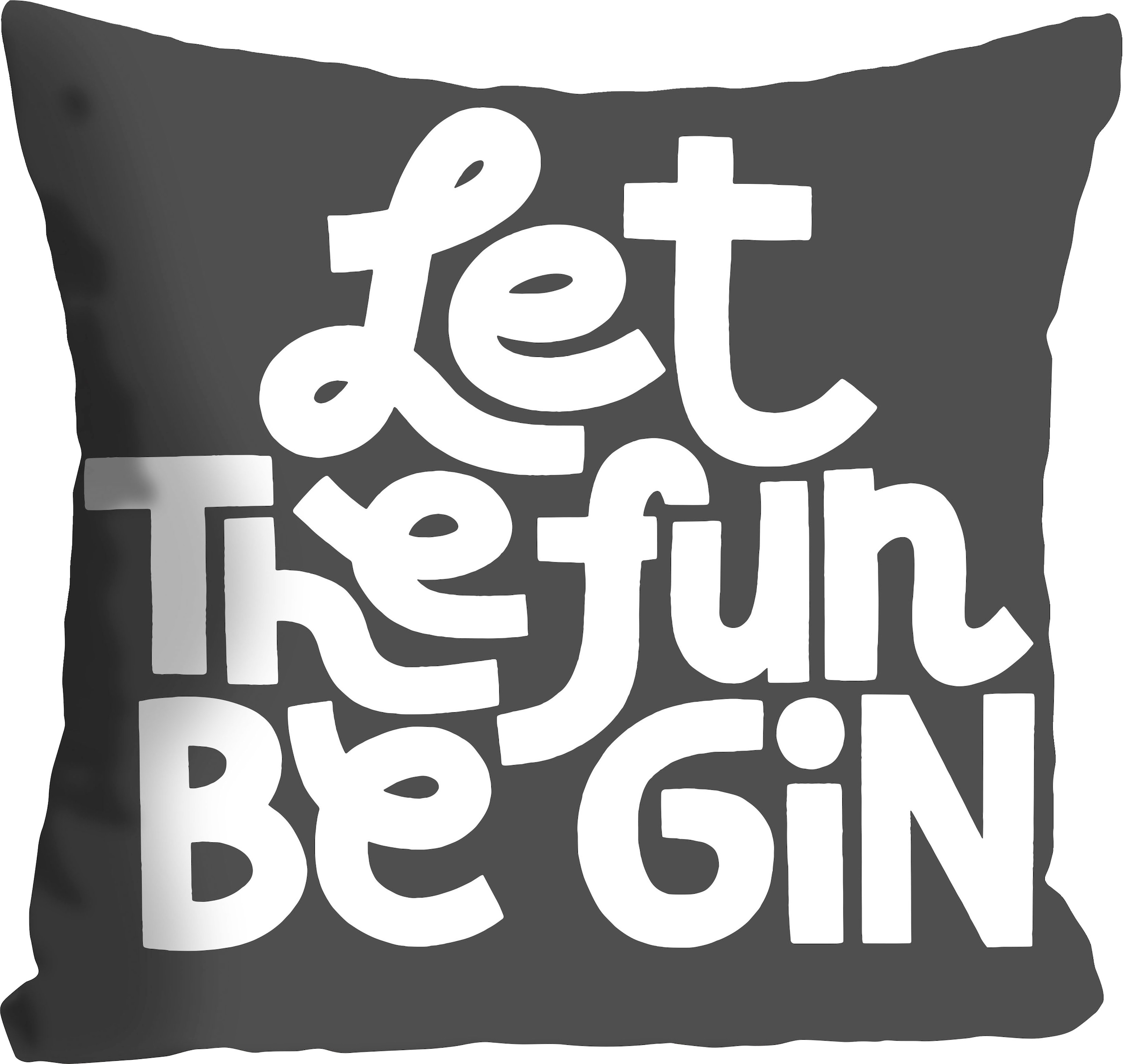 Image of queence Dekokissen "LET THE FUN BE GIN" mit einem Schriftzug