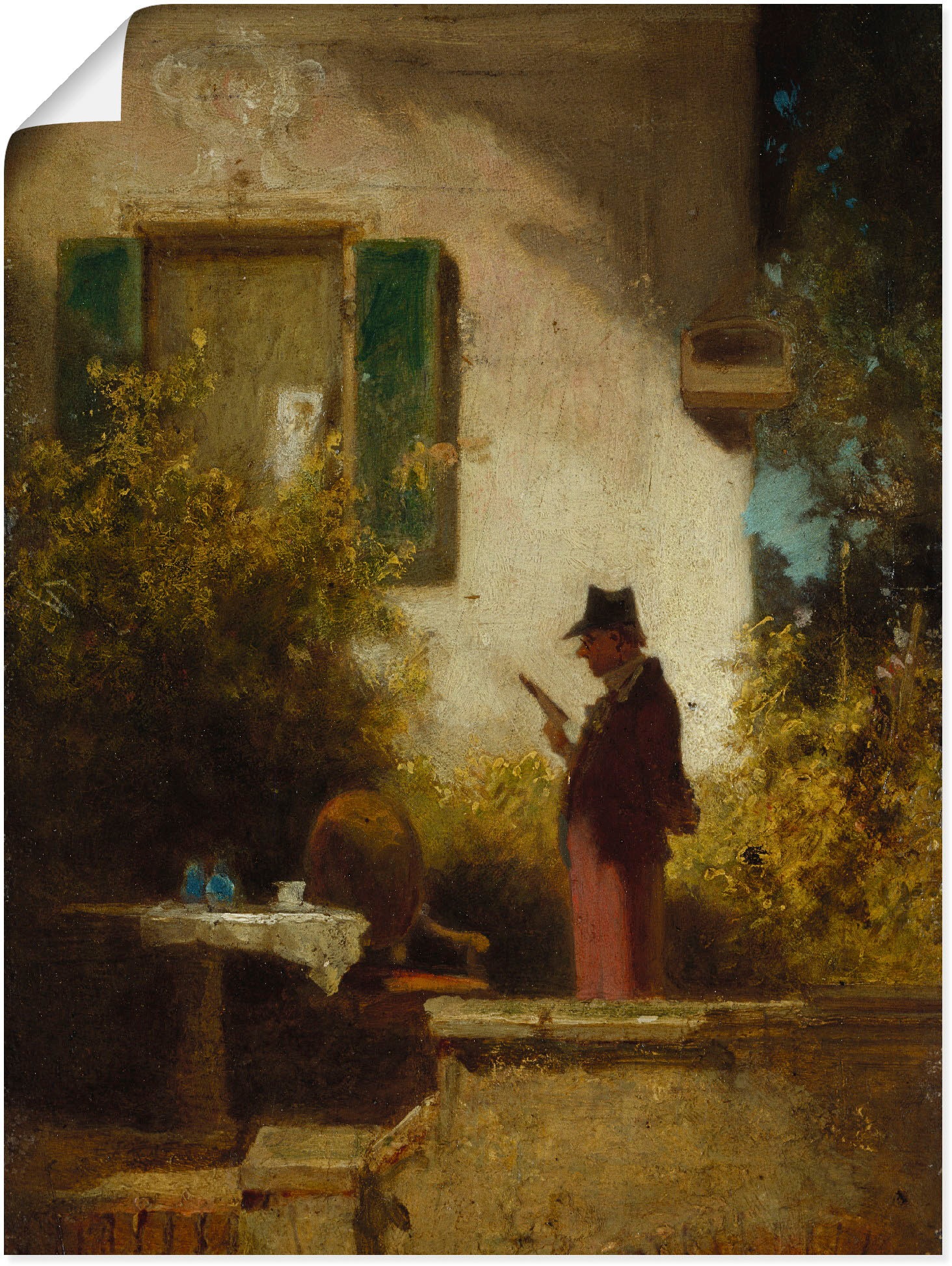 Image of Artland Wandbild »Die Frühstückslektüre. Um 1850/55«, Mann, (1 St.), in vielen Grössen & Produktarten -Leinwandbild, Poster, Wandaufkleber / Wandtattoo auch für Badezimmer geeignet bei Ackermann Versand Schweiz