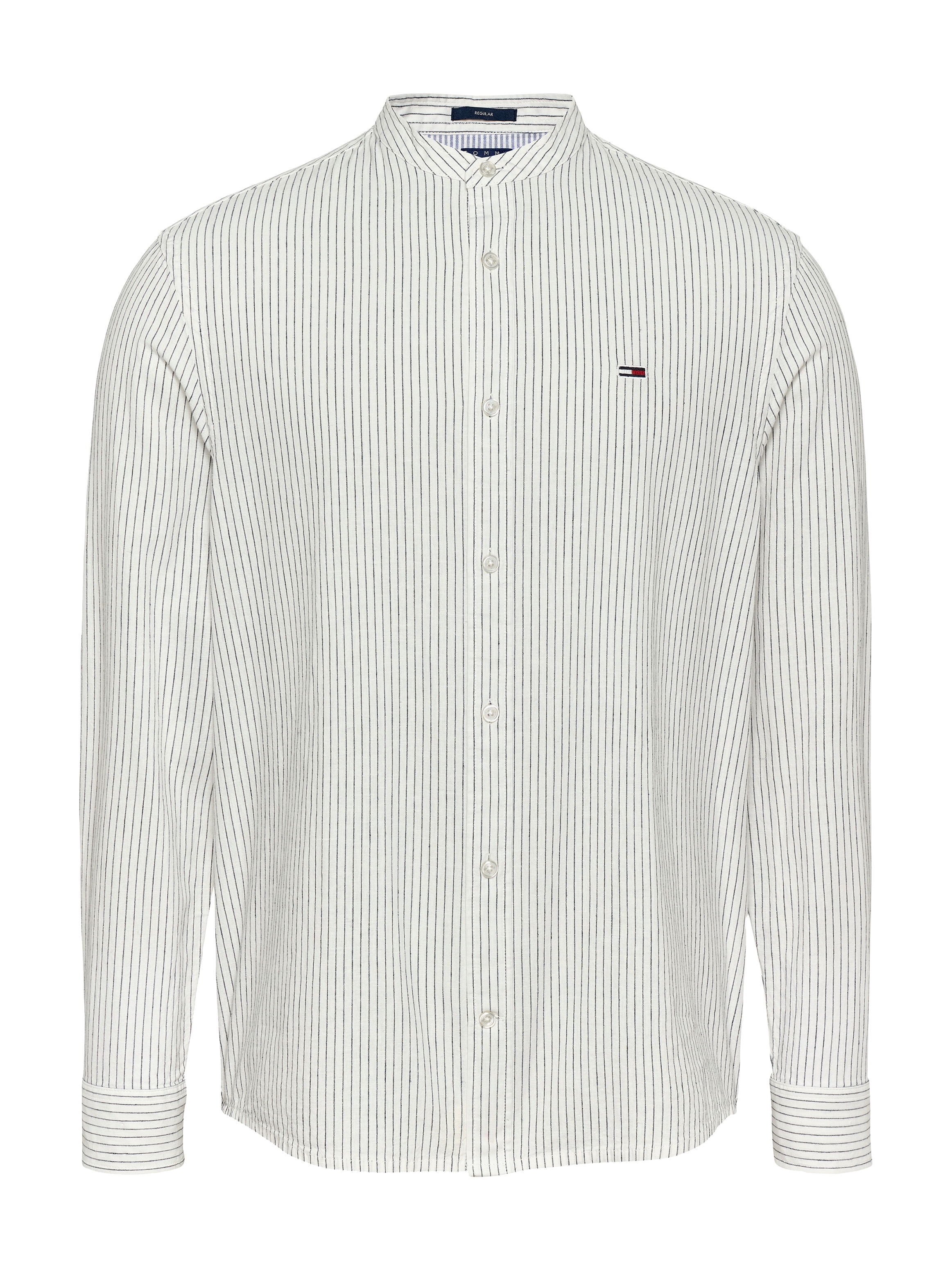 Tommy Jeans Langarmhemd »TJM LINEN MIX BND STP SHRT EXT« Mit Rundhalsausschnitt