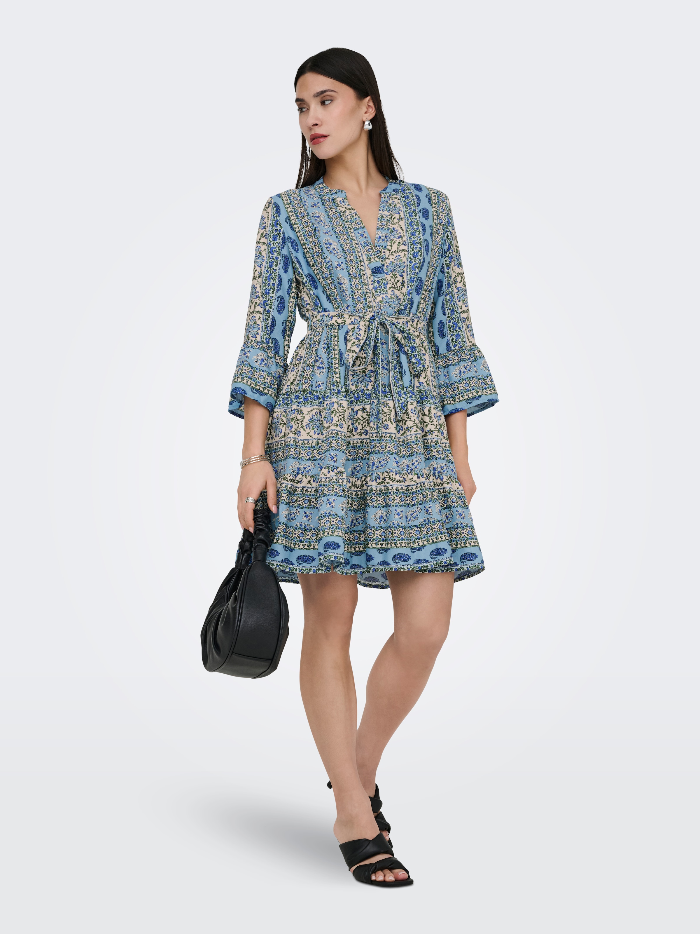 ONLY Robe tunique »ONLSINA LIFE 3/4 SHORT DRESS NOOS WVN« avec volant