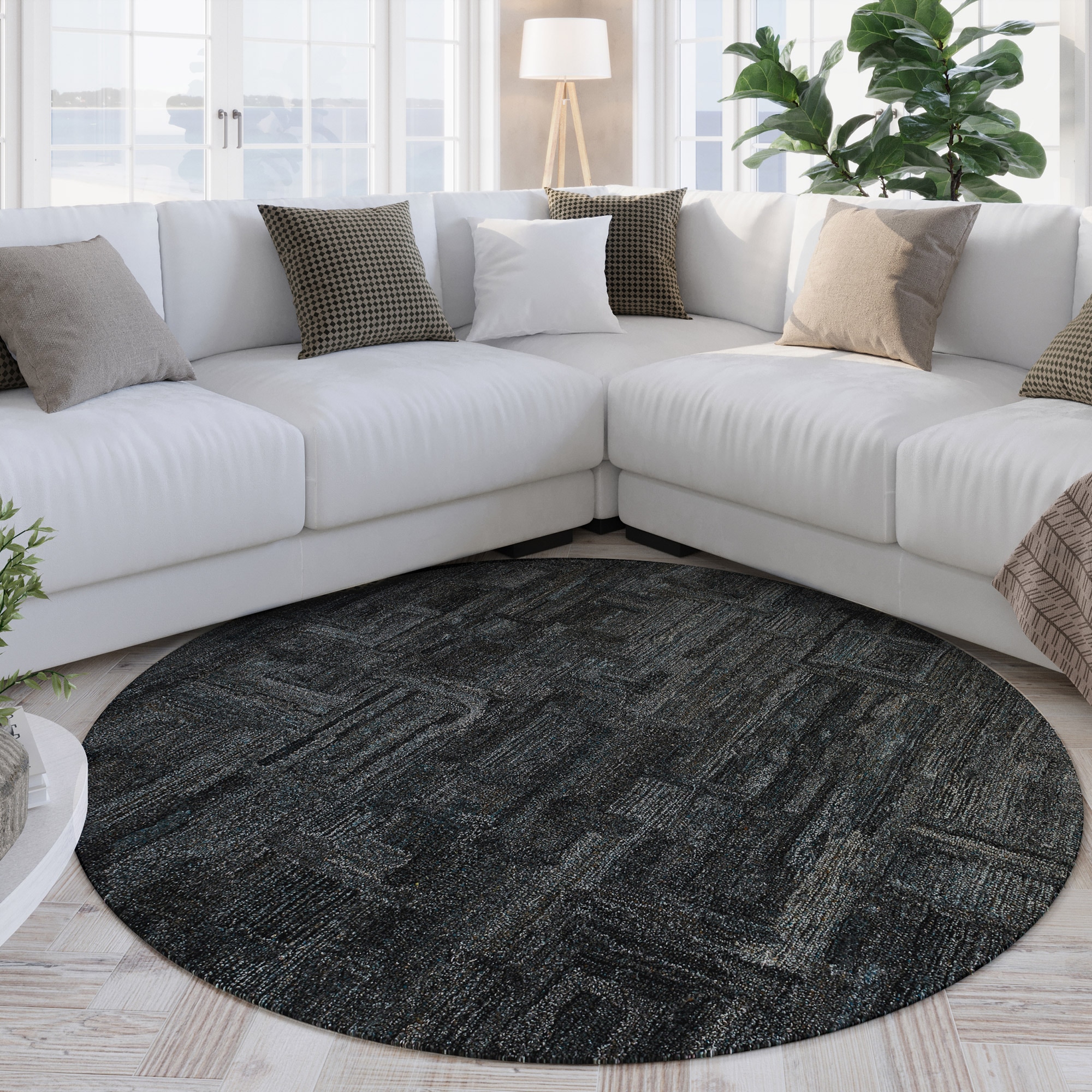 Wecon home Teppich »Hamptons FORTYTWO«, rund, 15 mm Höhe, Kurzflor, Wohnzimmer, Schlafzimmer, elegant, geometrisches Design