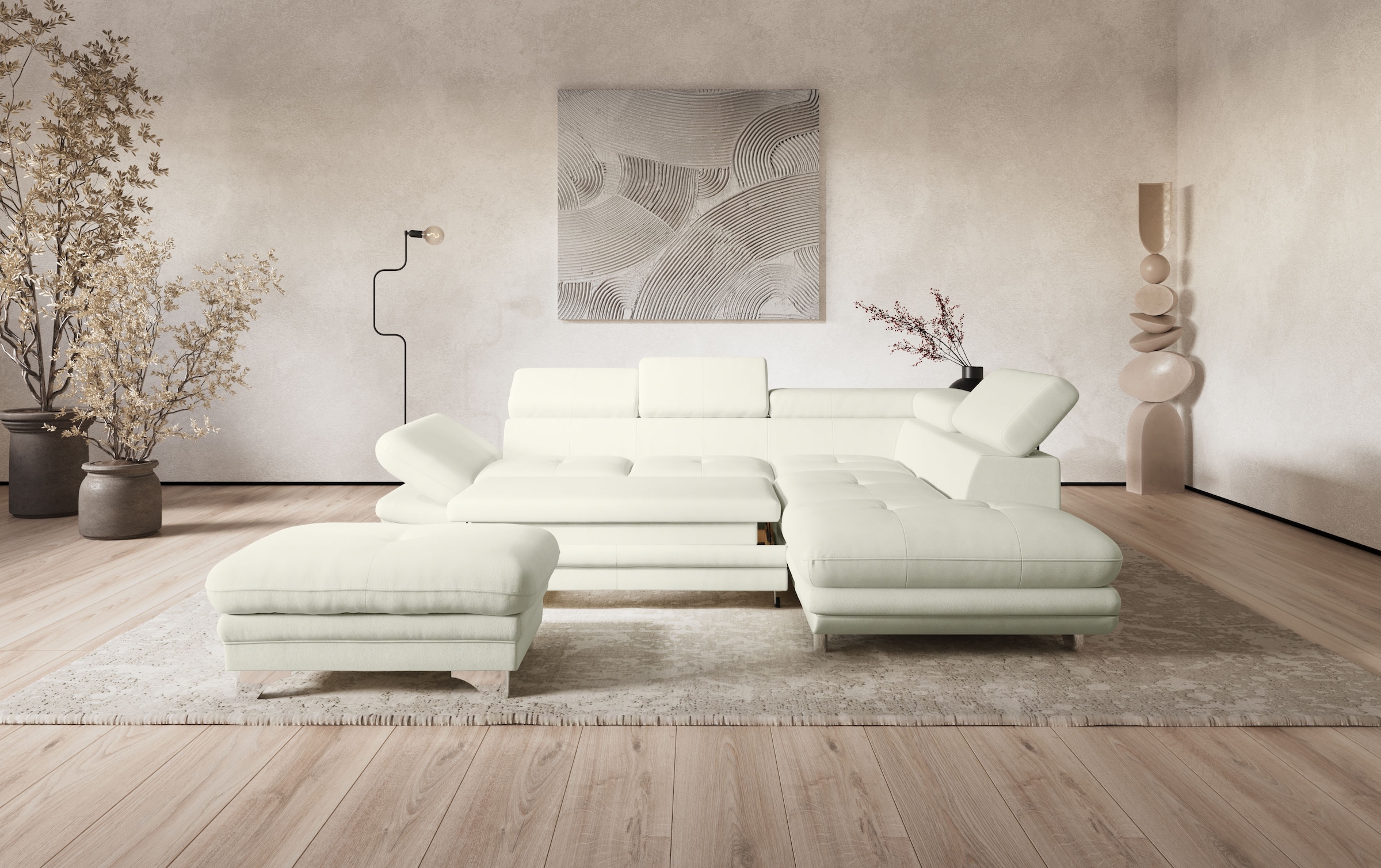 COTTA Ecksofa »Enterprise L-Form«, mit Arm- & Kopfteilverstellung, wahlweise mit Bettfunktion