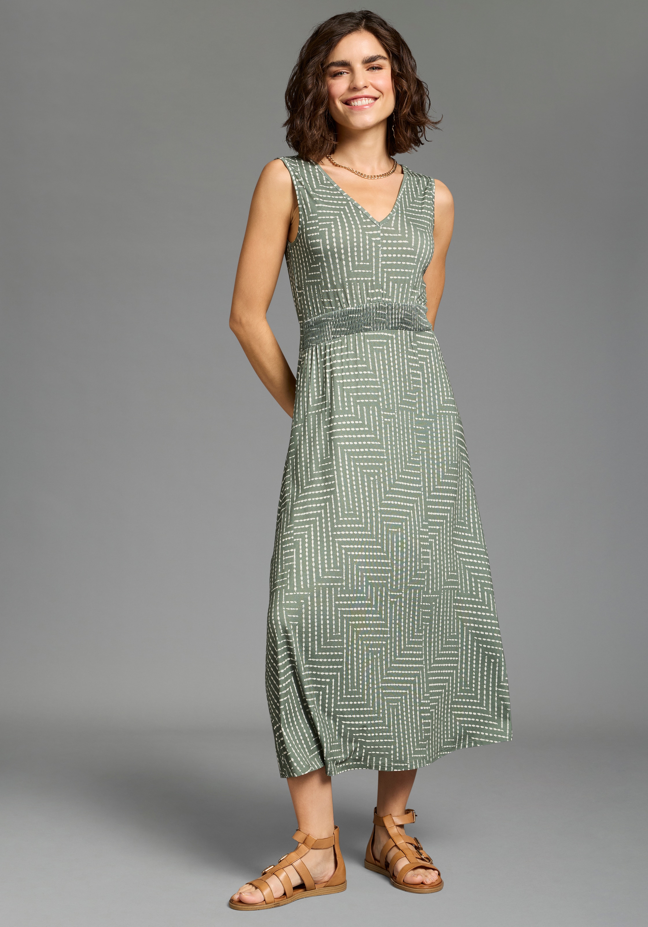 Image of Laura Scott Sommerkleid gemusterte Optik, aus Viskose und Elasthan, mit V-Ausschnitt