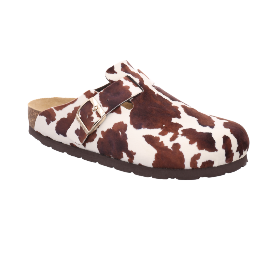Image of Rohde Clog "Alba" Hausschuh, Mule mit allover Kuhflecken Muster