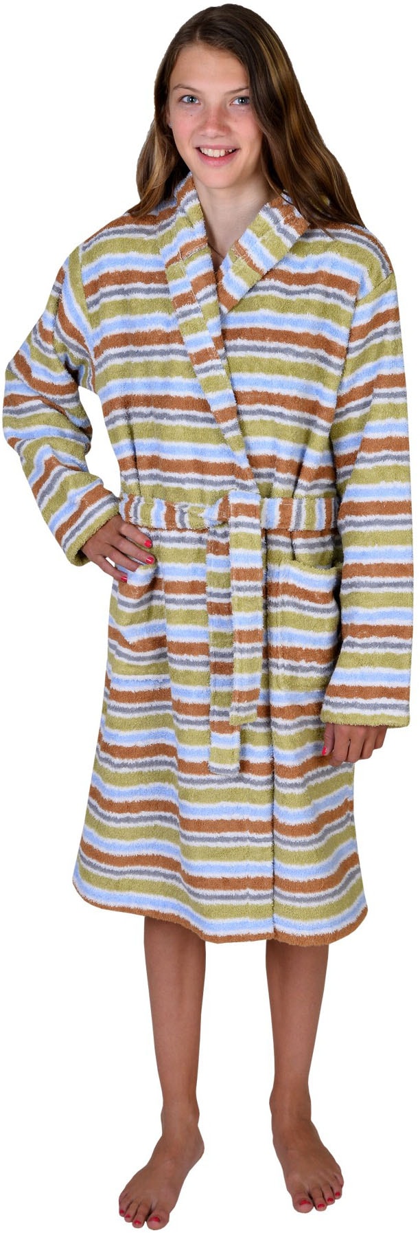 Wörner Peignoir de bain pour enfants »Ringel« Streifenmuster, mit Taschen, maschinenwaschbar, trocknergeeignet