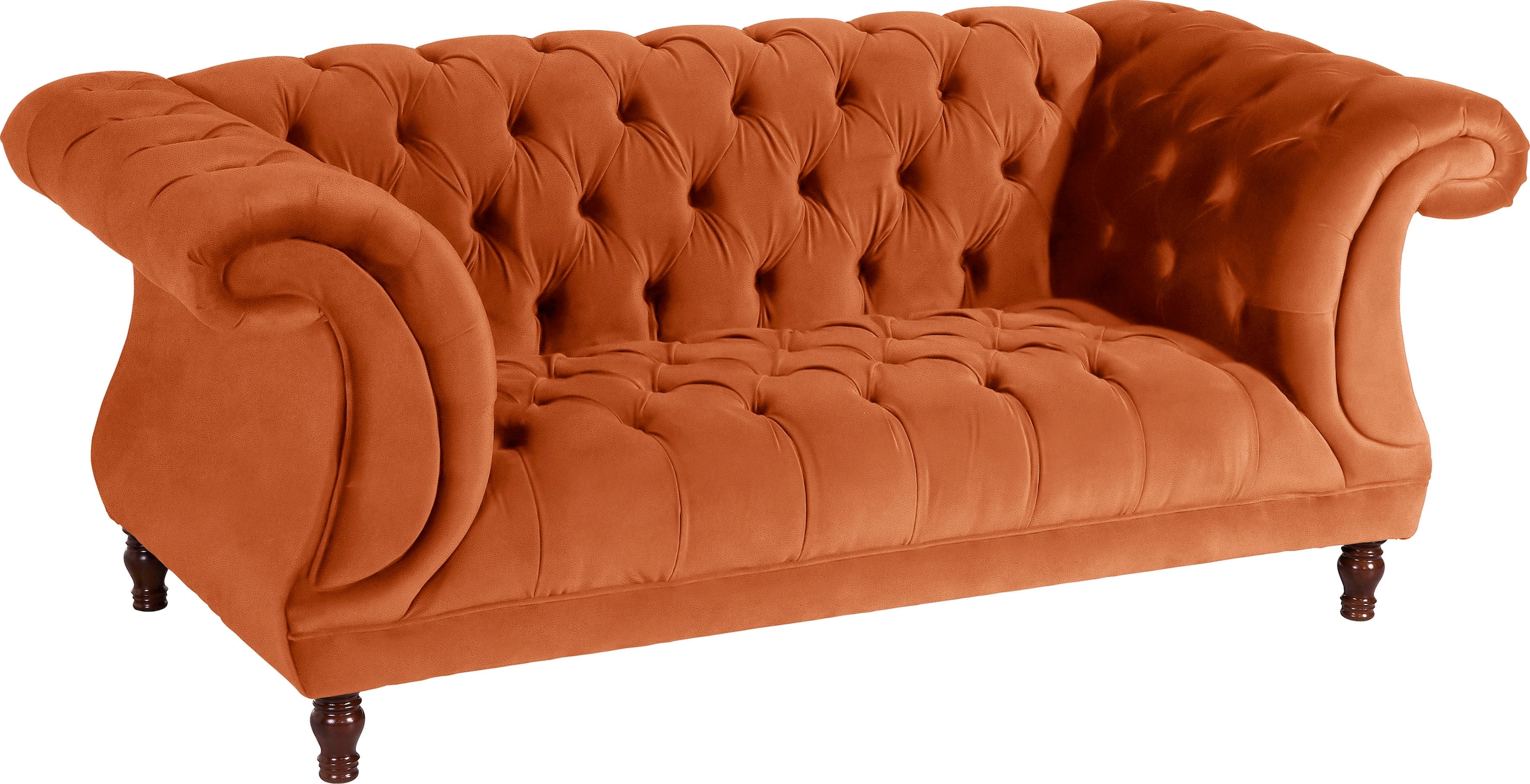 Max Winzer® Chesterfield-Sofa »Isabelle«, Knopfheftung & gedrechselten Füssen in Buche Nussbaum, Breite 200 cm