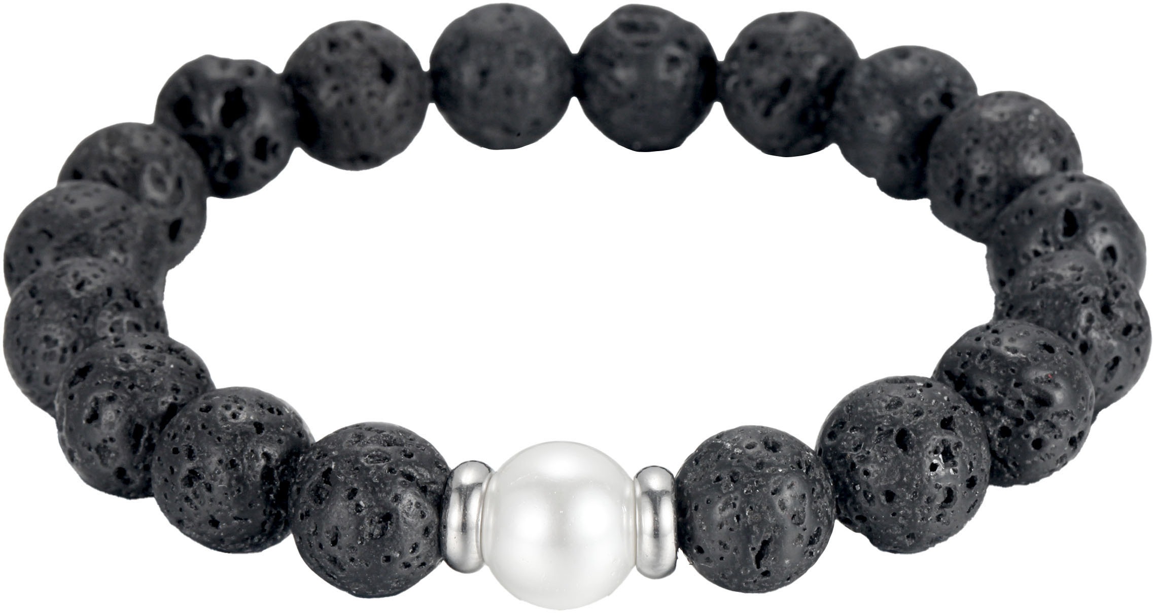 Firetti Armband Set "Multipack Schmuck Geschenk Edelstahl Armschmuck Armkette Edelstein" mit Lavastein, Dumortierit - mit Muschelperle