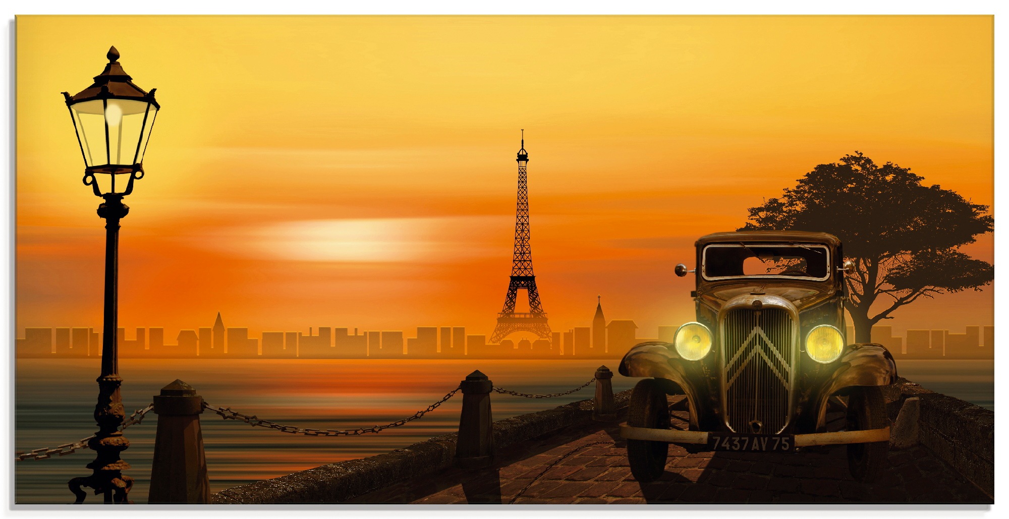 Image of Artland Glasbild »Paris Nostalgie«, Auto, (1 St.) bei Ackermann Versand Schweiz