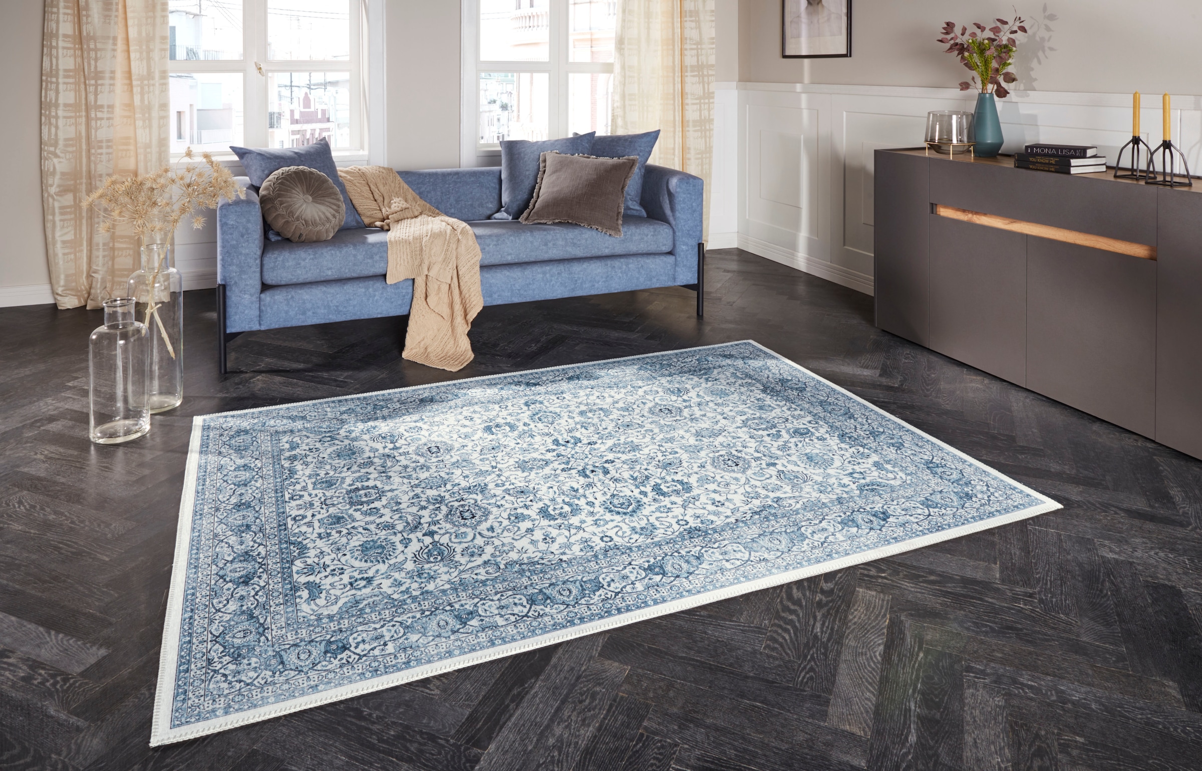 ELLE DECORATION Teppich »Keshan Maschad« rechteckig 5 mm Höhe Orientalisch, Läufer, Kurzflor, Vintage, Wohnzimmer, Schlafzimmer
