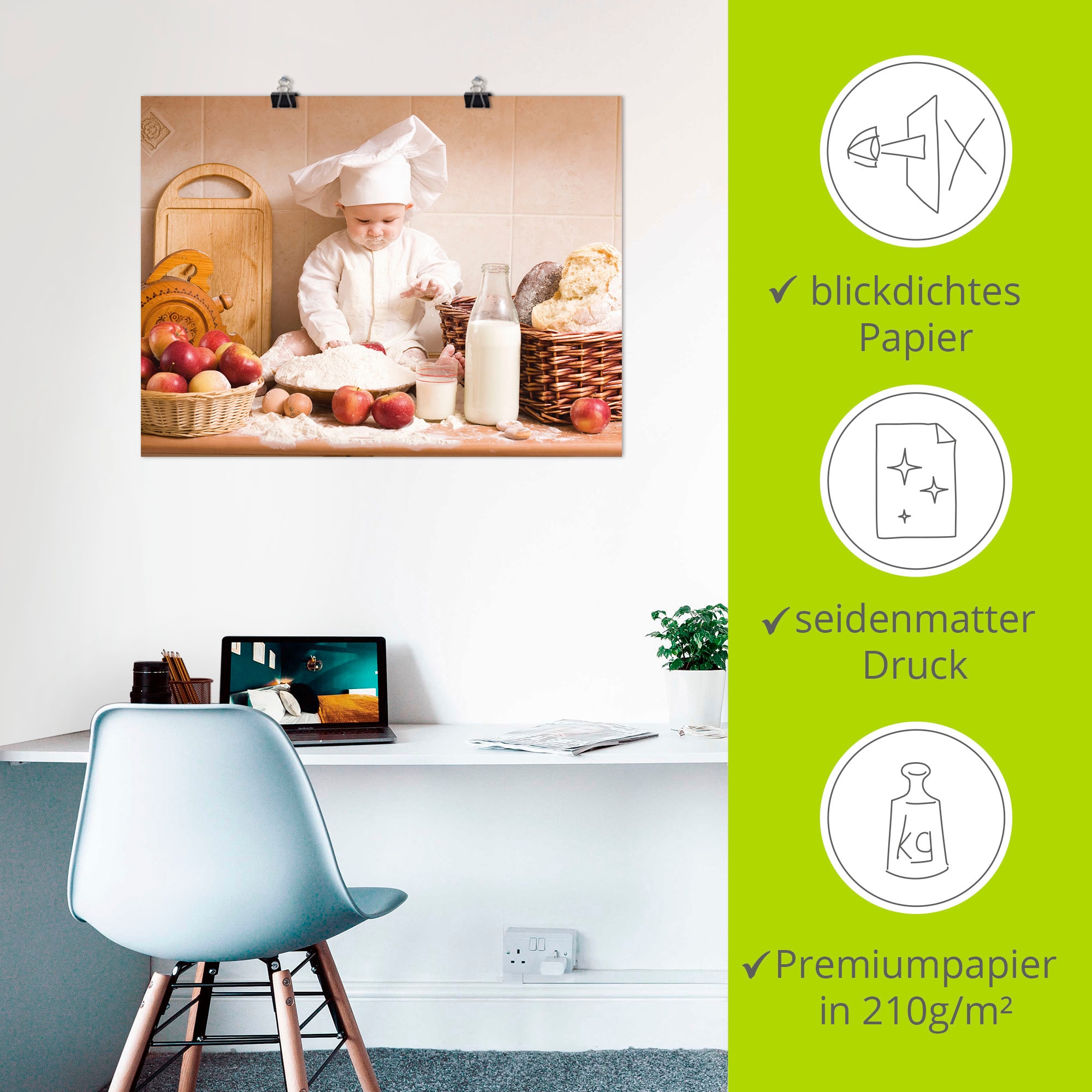 Artland Wandbild »Küche Junge Kind Backen« Bilder von Kindern 1 Stk. tlg. als Alubild, Leinwandbild, Poster in verschied. Grössen