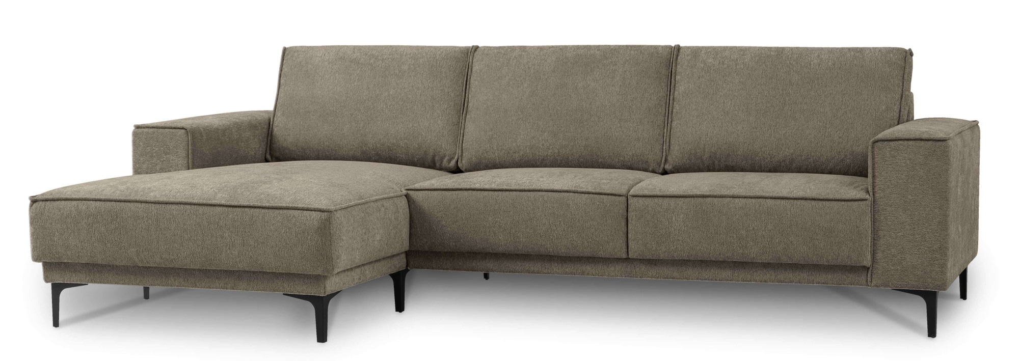 Places of Style Ecksofa »Polsterecke Oland, Struktur, Flachgewebe, Luxus-Microfaser, Boucle«, L-Form, 280 cm, Wellenunterfederung, Skandi-Design, Metallfüsse