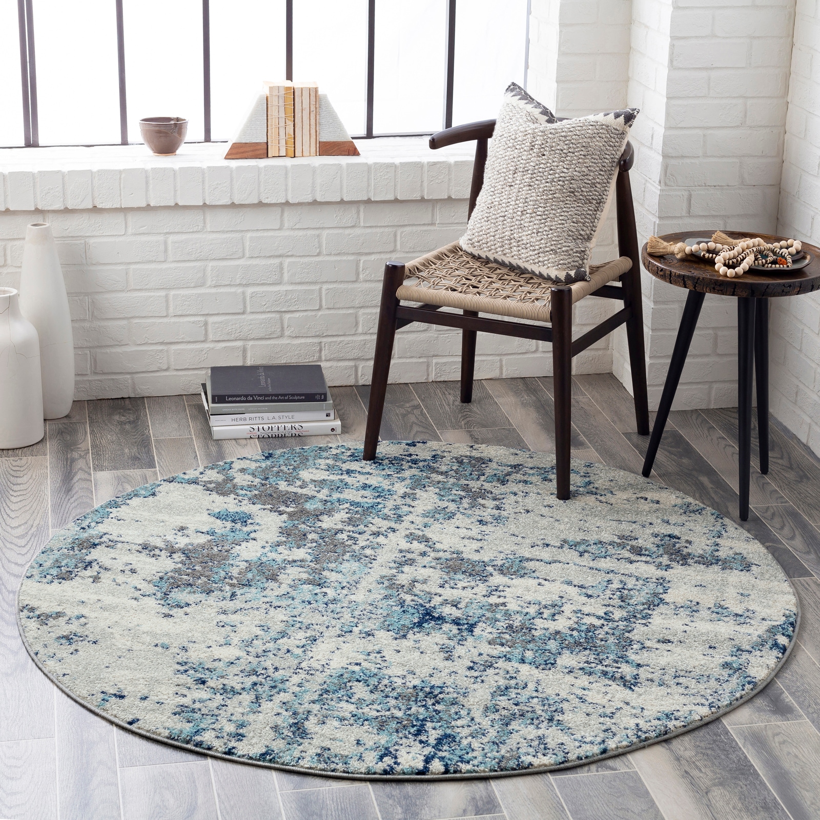 Image of Livabliss Teppich "DUNKIRK" rund 11 mm Höhe Moderner Designerteppich in Marmor Optik, Kurzflor Wohnzimmerteppich