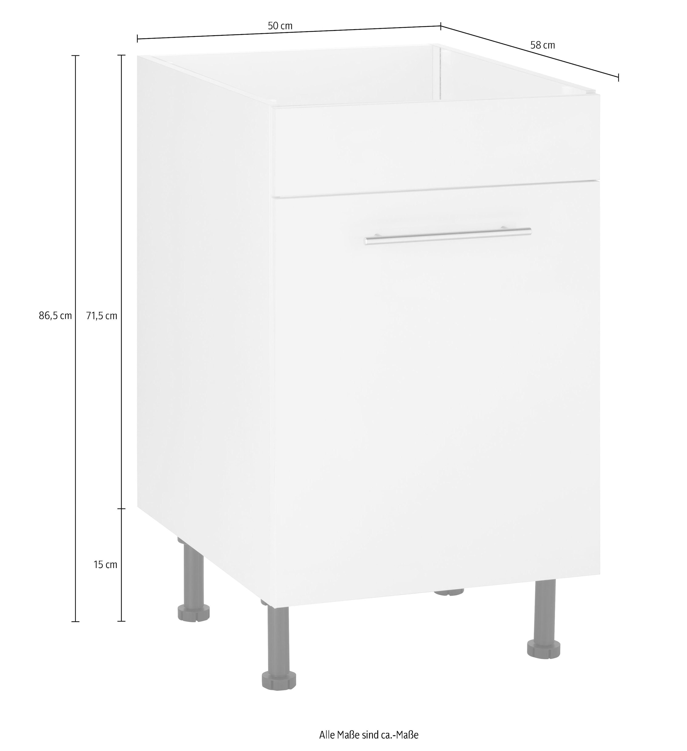 wiho Küchen Spülenschrank »Ela«, Breite 50 cm, höhenverstellbare Füsse