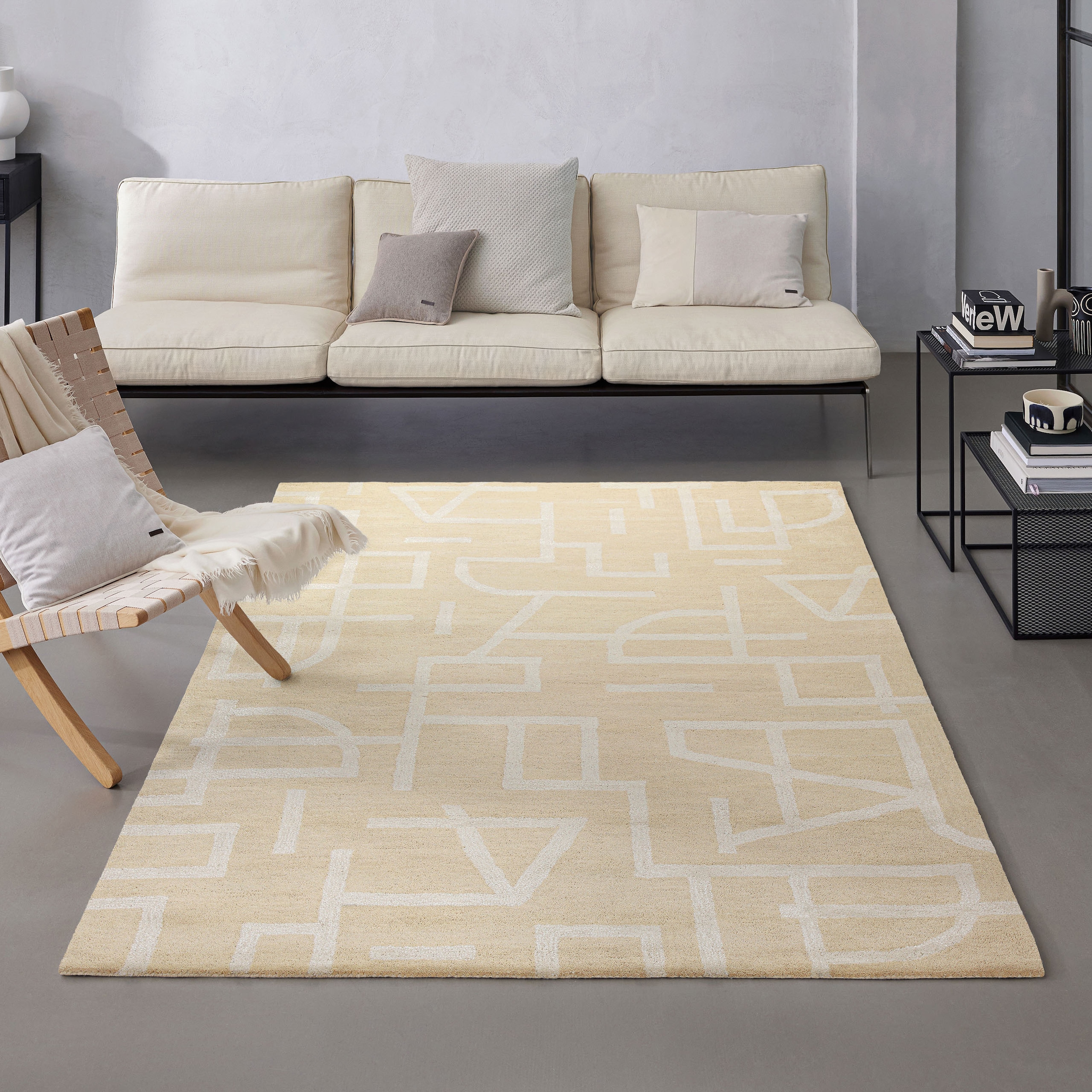 Image of Wecon home Teppich "Beatrice" rechteckig 13 mm Höhe Kurzflorteppich, Schurwolle, Konturenschnitt, handgetuftet, Wohnzimmer