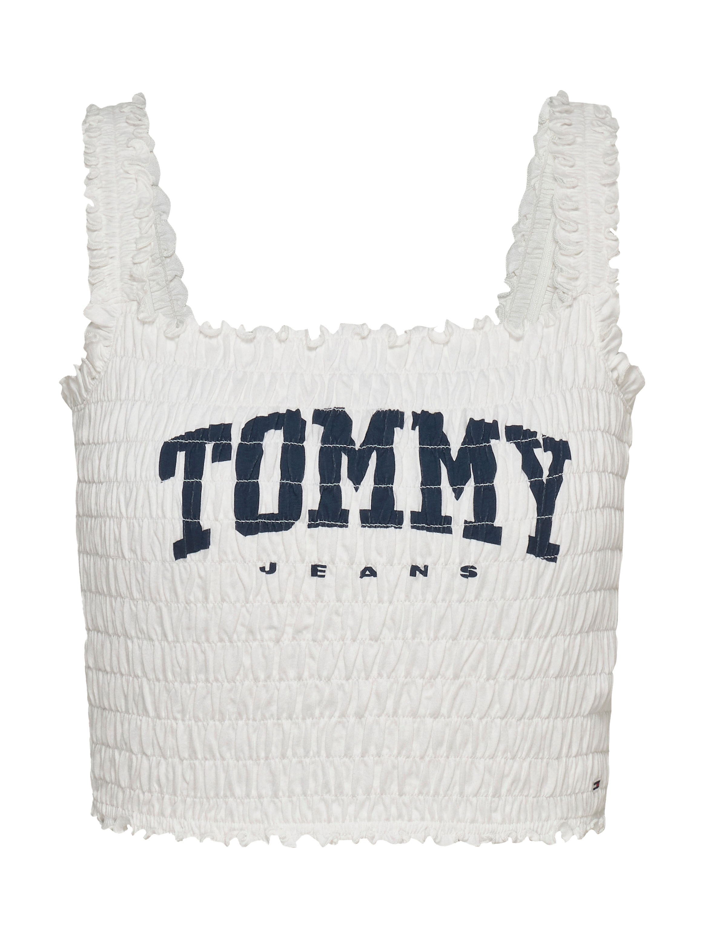 Tommy Jeans Smoktop »TJW SMOCK VARSITY BRALETTE« in Smok-Optik