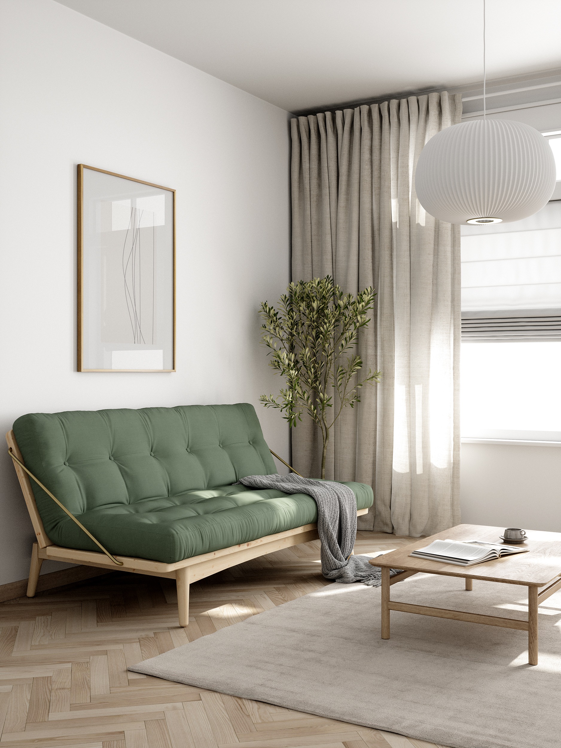 Karup Design Schlafsofa "Folk" aus massiven Kiefernholz, inkl. Futonmatratze
