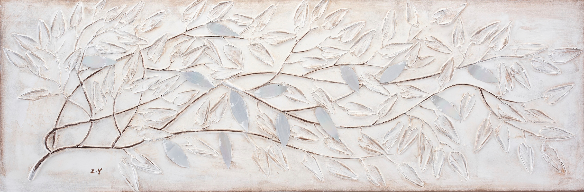 Image of Bönninghoff Ölgemälde "handarbeit ZWEIGE 40x120 cm – Wandbild Kunst Deko modern" Wald 1 Stk. tlg. handgefertigt, jedes Bild ein Unikat