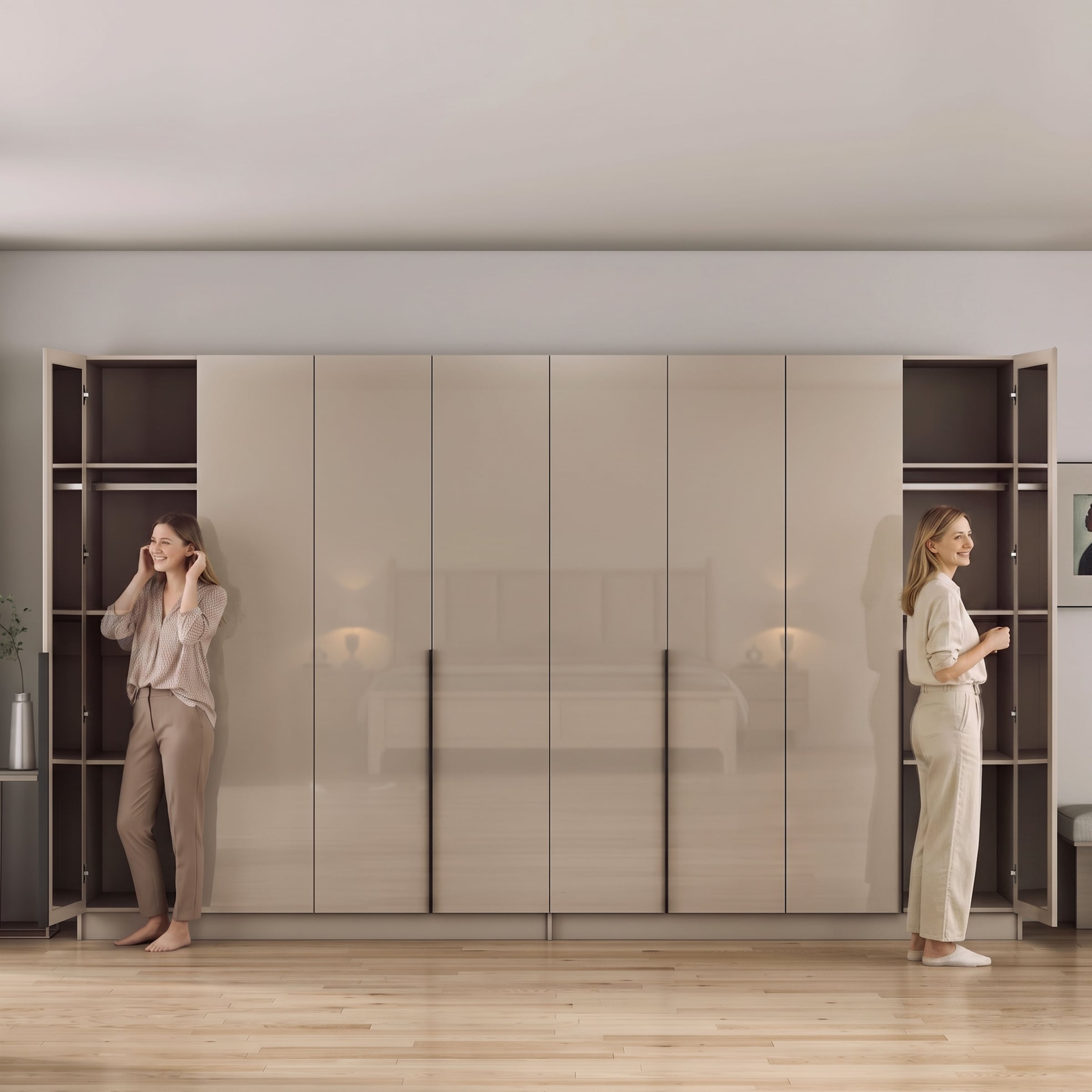 GOODproduct »Annor Schlafzimmerschrank Breite 323 cm hochglanz Schrank Garderobe« Armoire à portes battantes avec aménagement intérieur parfait - poignées de porte élégantes