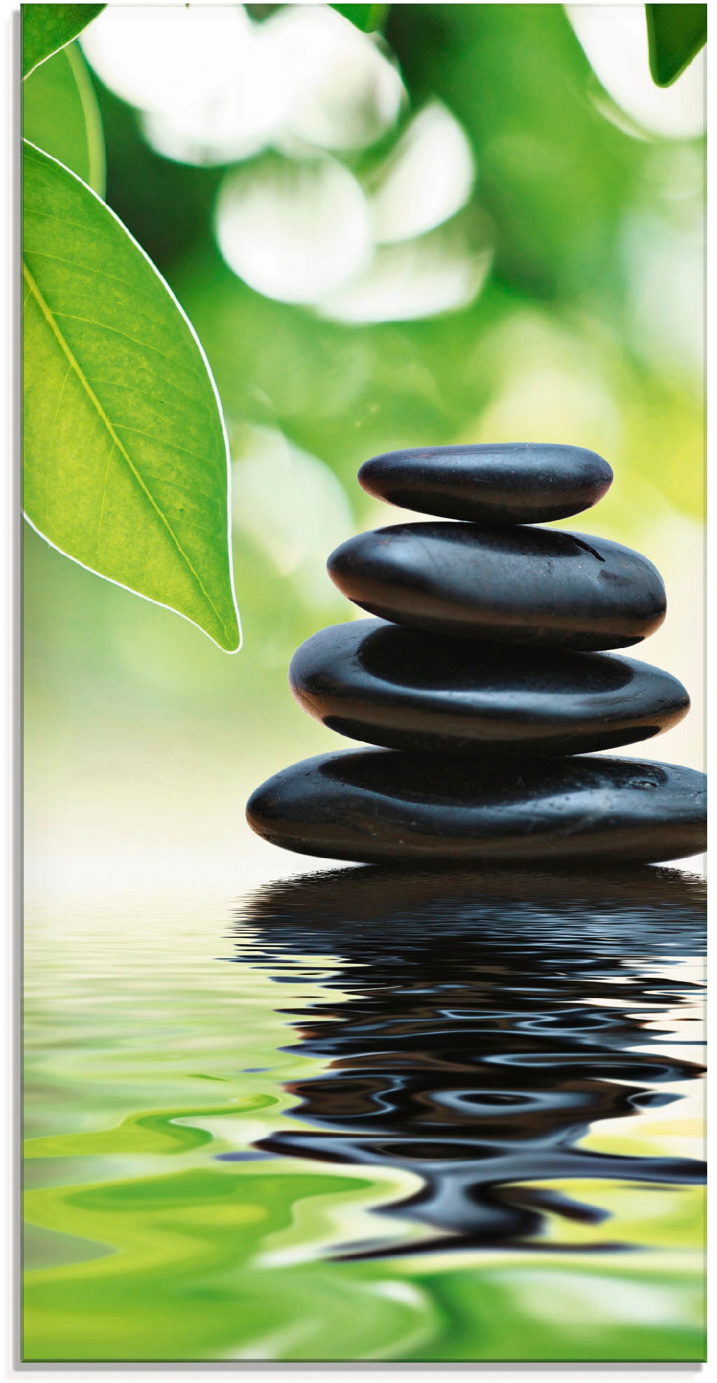 Image of Artland Glasbild "Zen Steinpyramide auf Wasseroberfläche" Zen 1 Stk. tlg. in verschiedenen Grössen