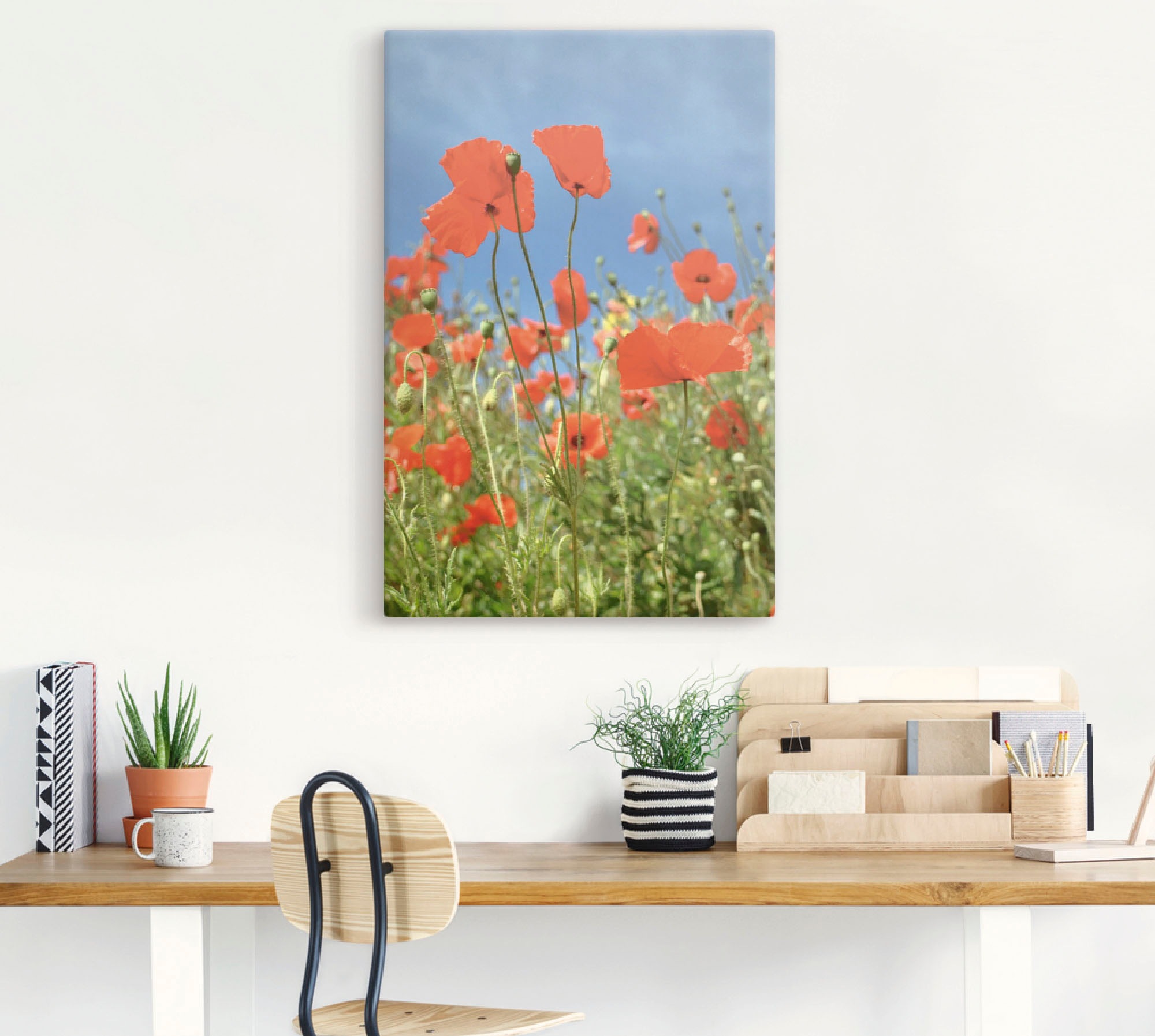 Artland Leinwandbild »Feld mit rotem Klatschmohn«, Blumen, (1 St.), auf Keilrahmen gespannt