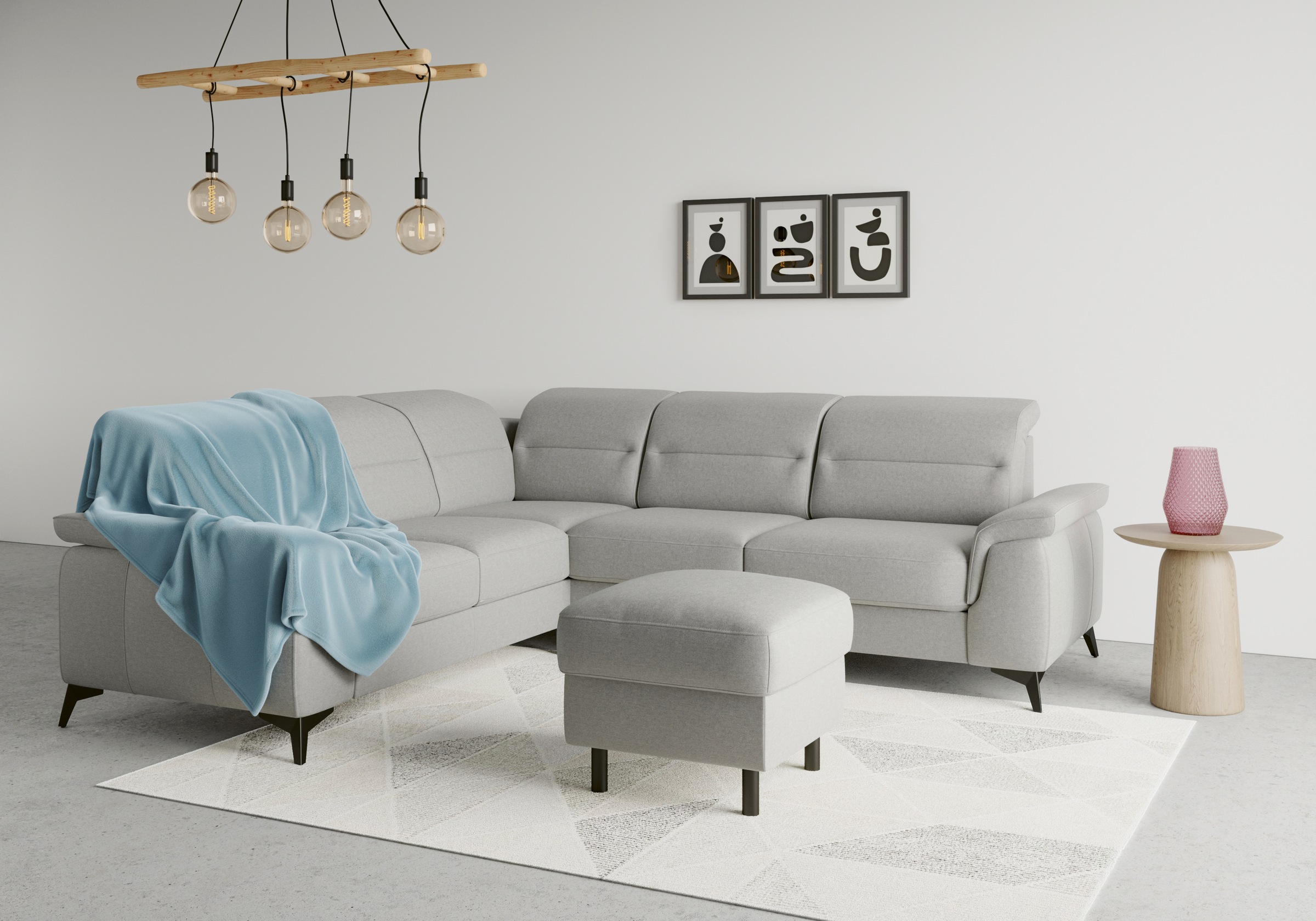 sit&more Ecksofa »Sinatra L-Form«, optinal mit Kopfteilverstellung und Armteilfunktion, Metallfüsse