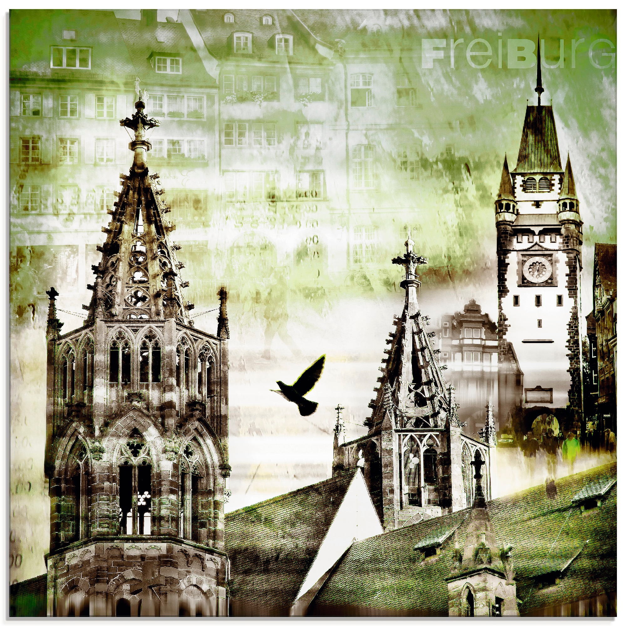 Image of Artland Glasbild »Freiburg Skyline Abstrakte Collage«, Architektonische Elemente, (1 St.) bei Ackermann Versand Schweiz
