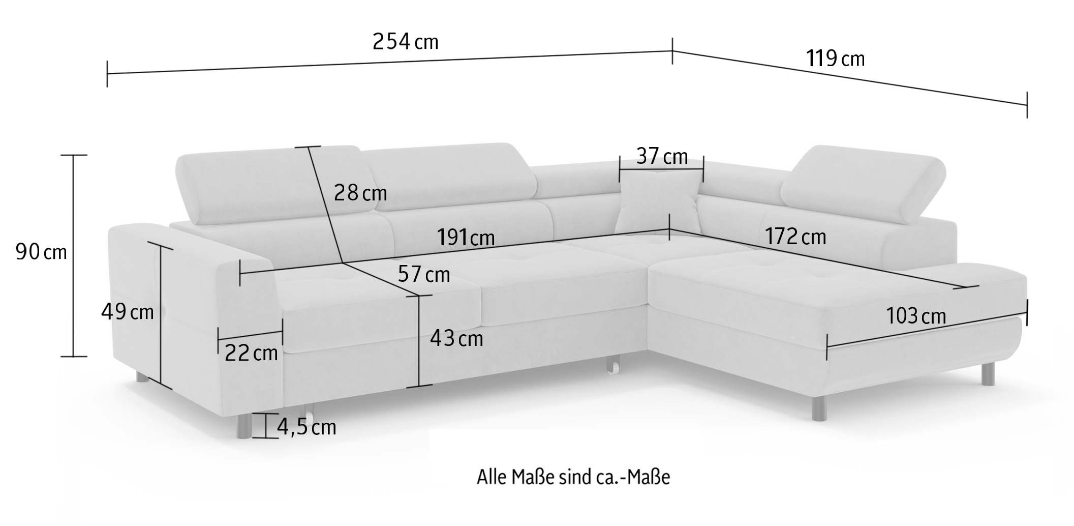 GOODproduct Ecksofa »AADEN Schlafsofa 254 cm - OTTO. Verlässliche Qualität.« mit Bettfunktion und Bettkasten, Ottomane rechts/links bestellbar