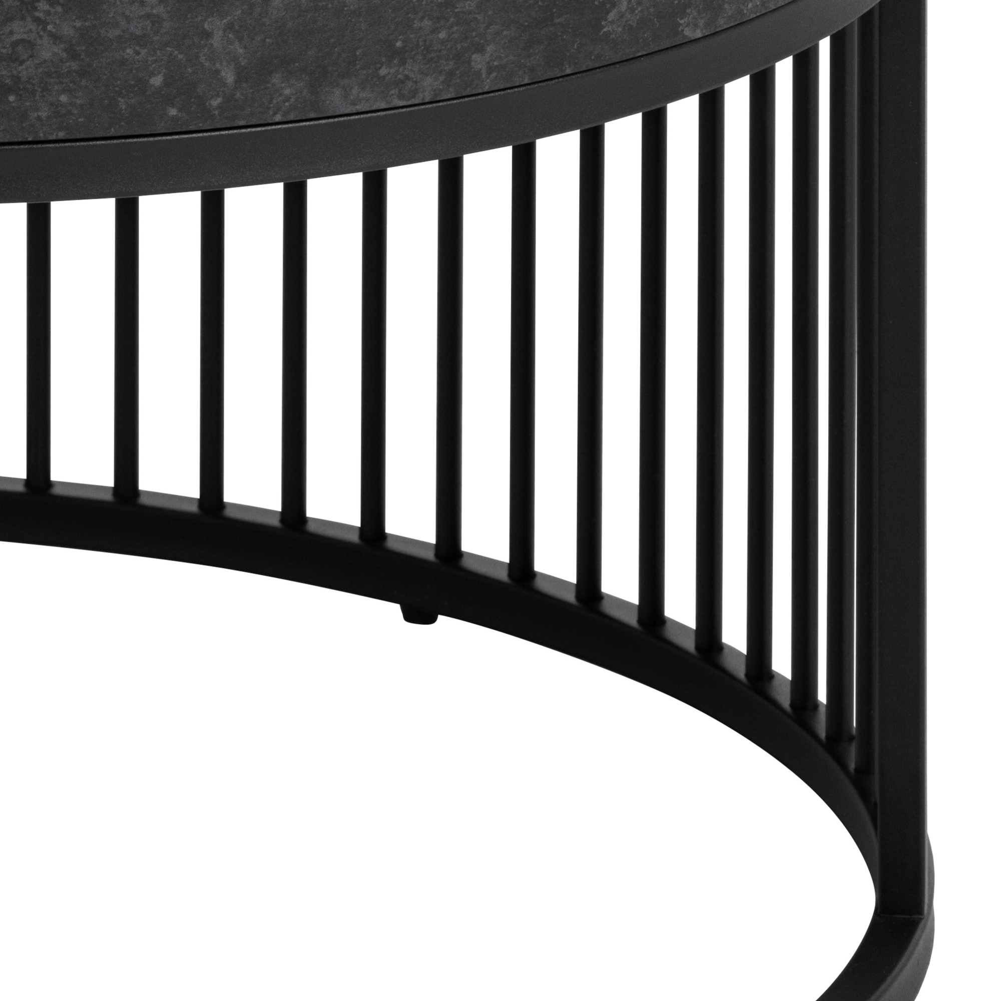 ACTONA GROUP Couchtisch »Strington« Rund Sofatisch,  Izmir matt schwarz rau Melamin, Ø65x35cm