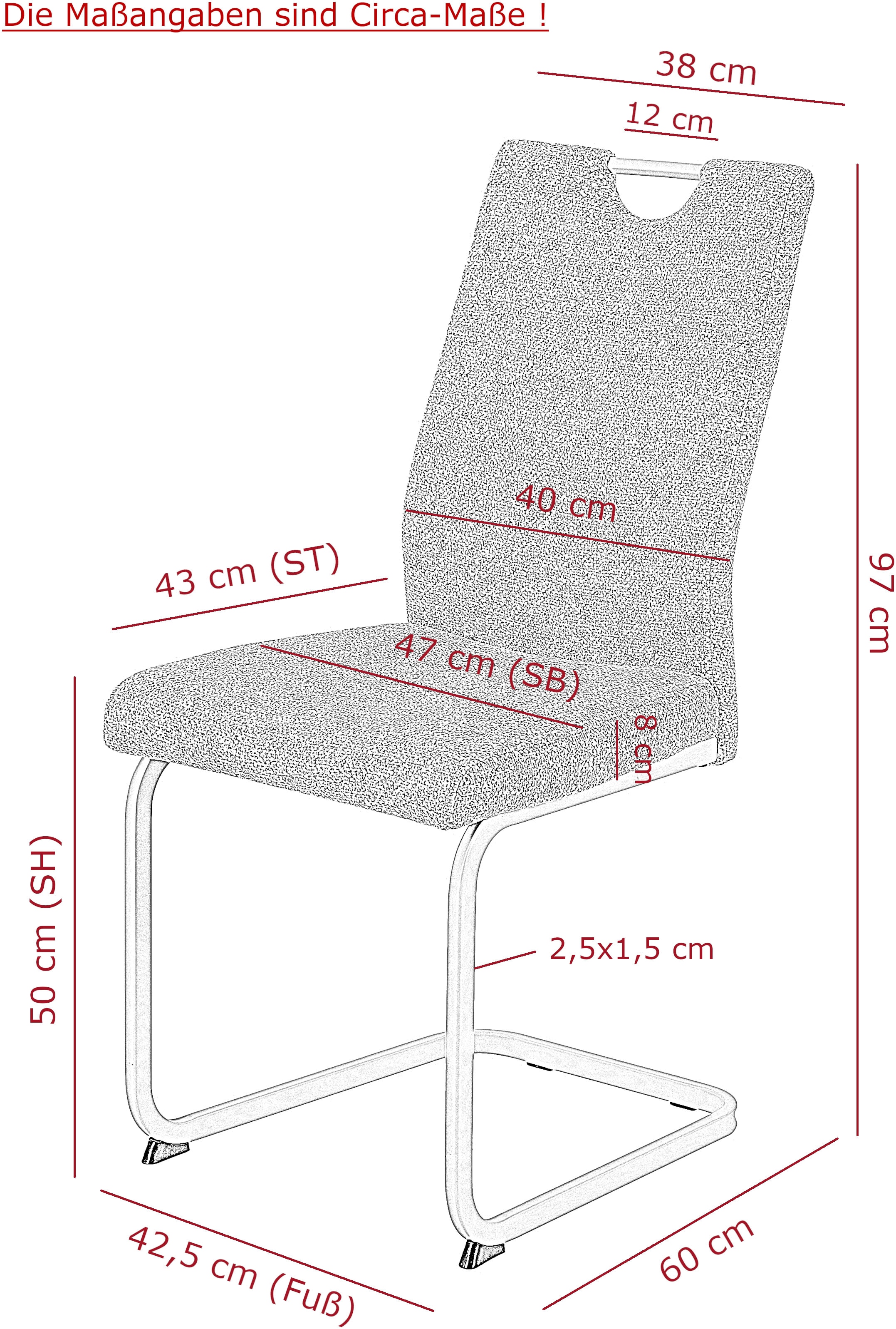 HELA Chaise cantilever »TIVOLI« (Ensemble) 1 cuisFreischwinger, Gestell Perlweiss, mit Griff, 140kg belastbar