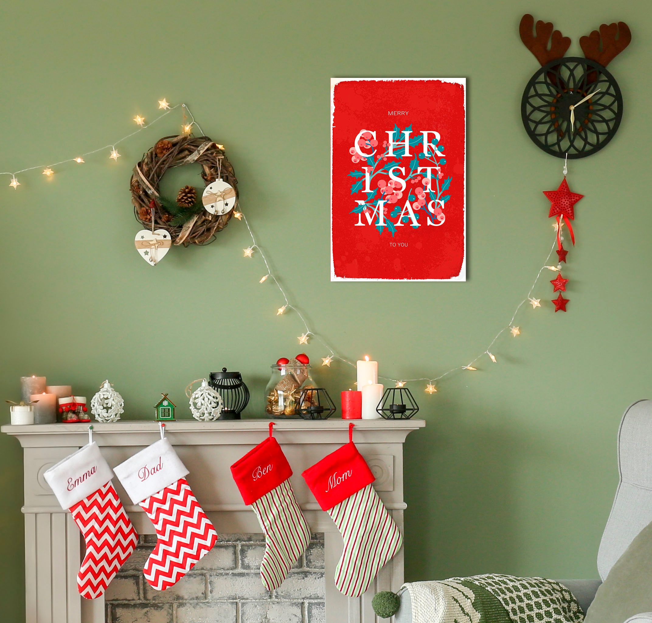 Image of queence Metallbild "Christmas" Schriftzug Schriftzüge Weihnachten 1 Stk. tlg. Stahlschilder