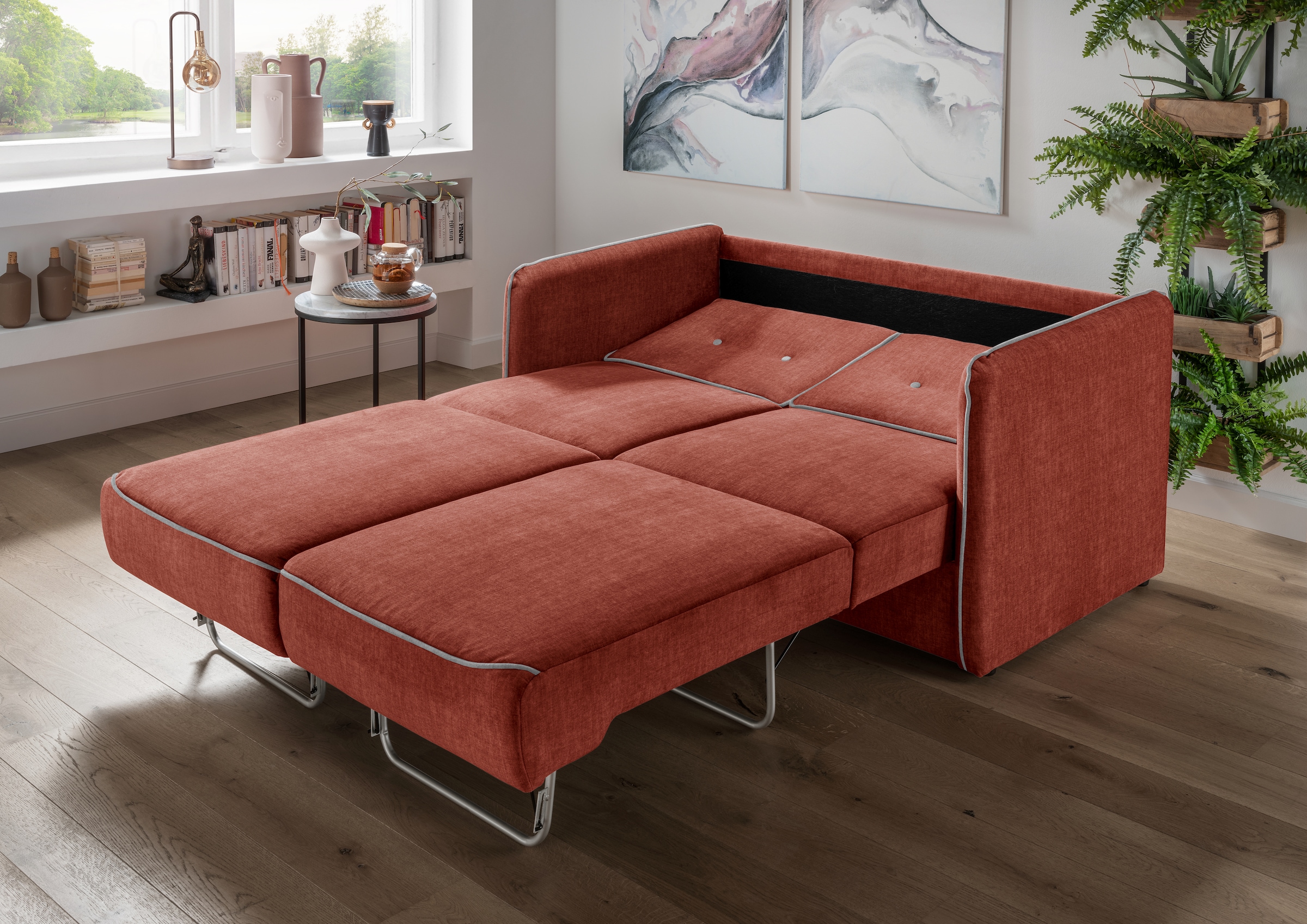 Home affaire Schlafsofa »Merina«, mit zweigeteilter Bettfunktion, Auszug nach vorn, Federkern