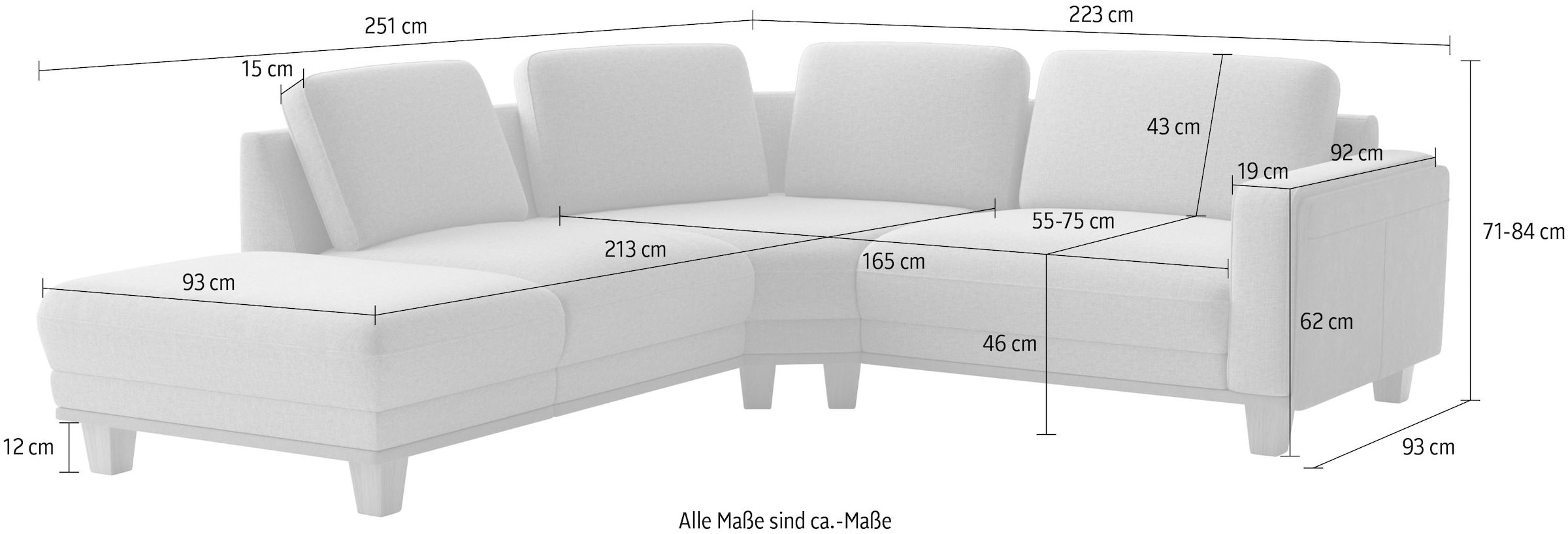 sit&more Ecksofa »Concept« Modernes Sofa in drei Fussfarben zur Auswahl