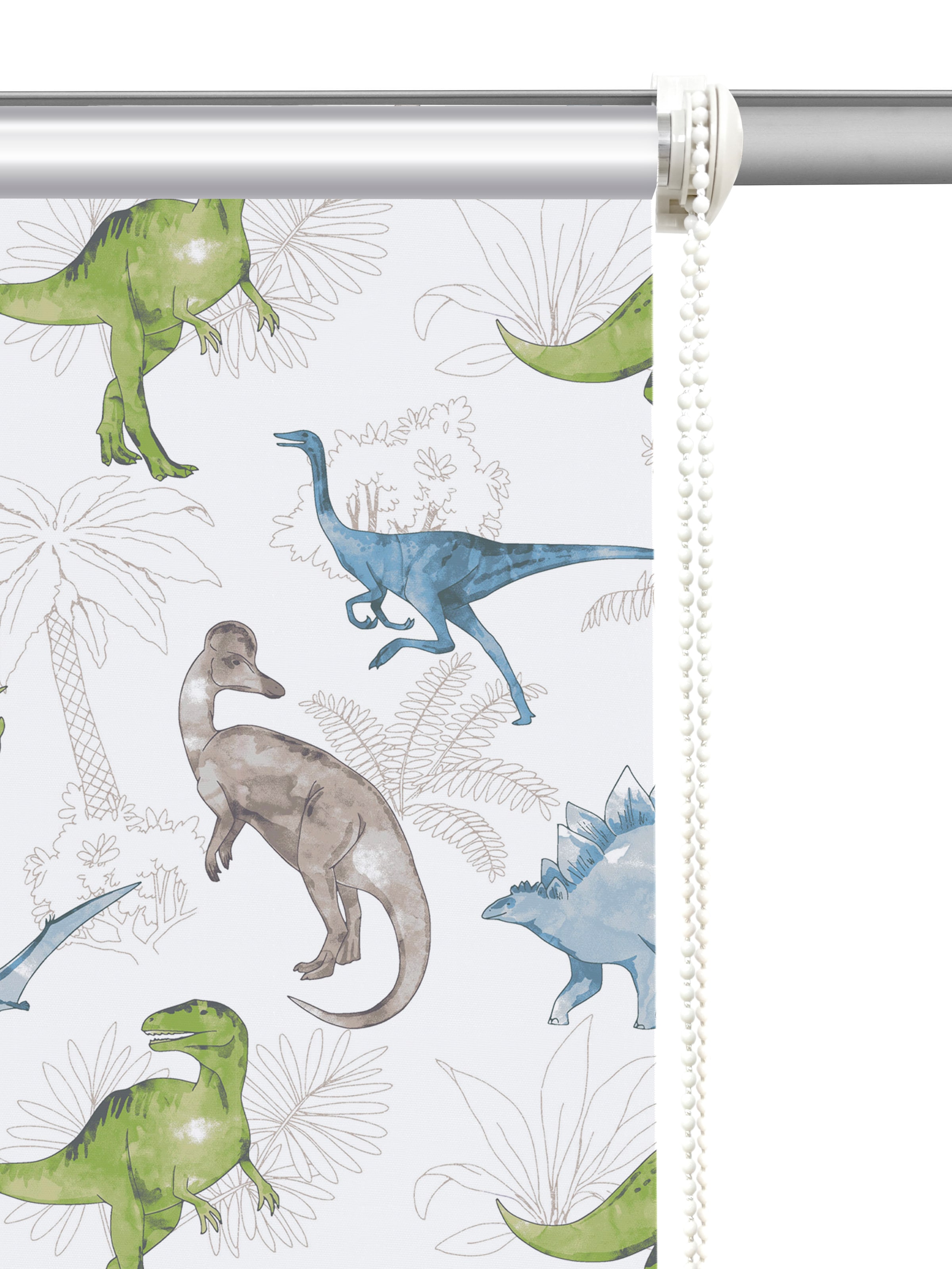 Lüttenhütt Store à enrouleur »DINO« verdunkelnd ohne Bohren freihängend Fixmass, Klemmfix, DINO, Kinderrollo -NEUHEIT!