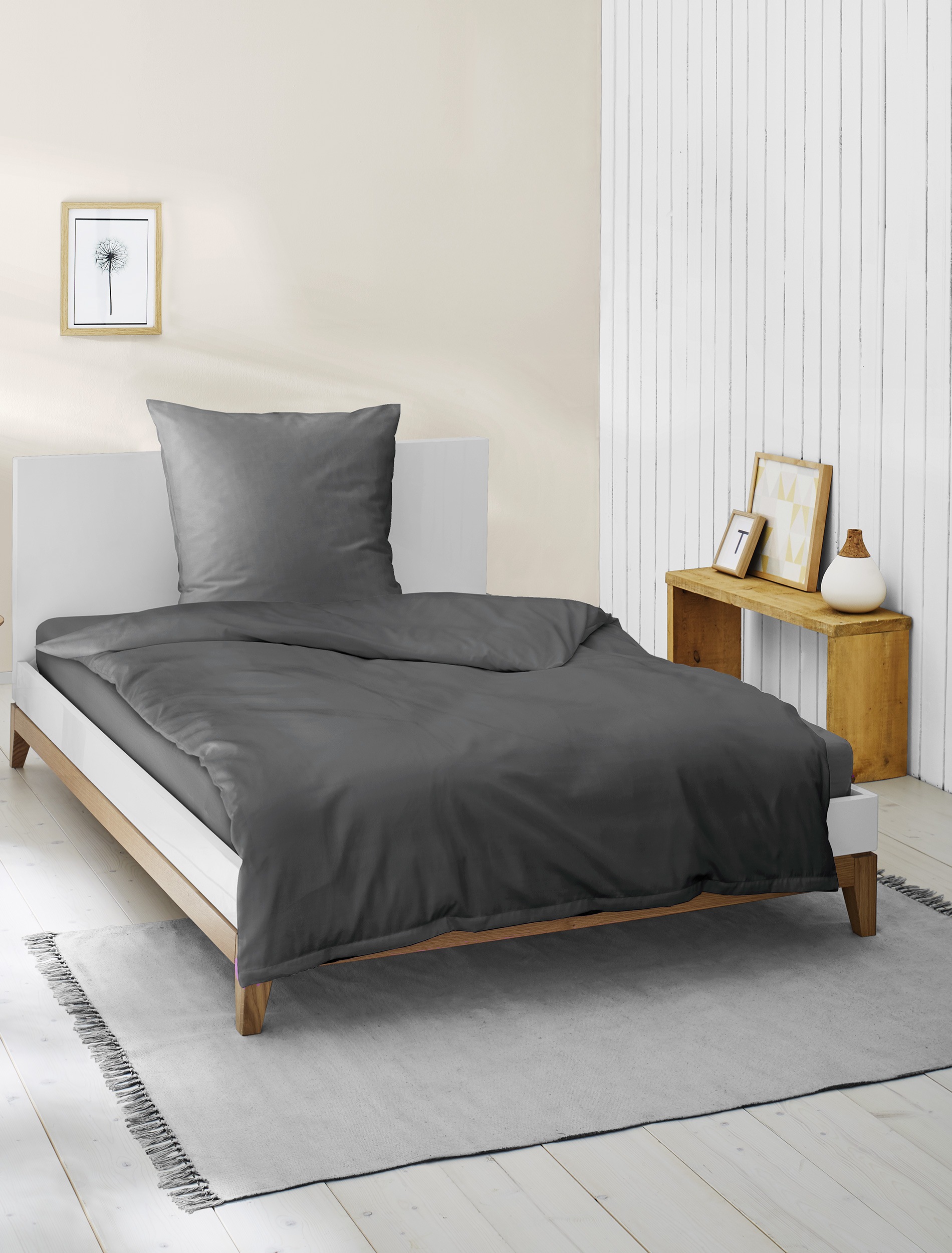BIERBAUM Linge de lit »Elegant uni« 2 cuis Mako-satin, 100 % coton, uni, facile d'entretien
