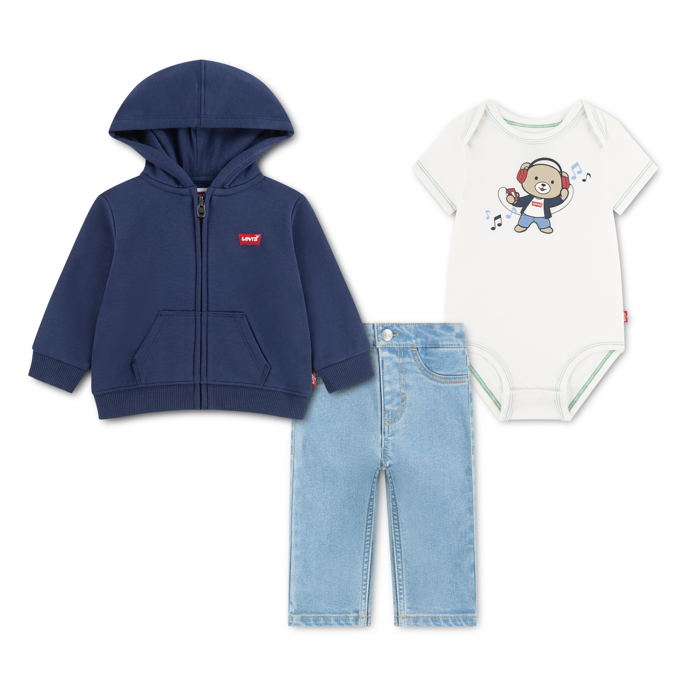 Image of Levis Kids Body & Hose "LVB 3PC FULL ZIP HOODIE SET" Set, 3 & Sweatjacke - for Boys